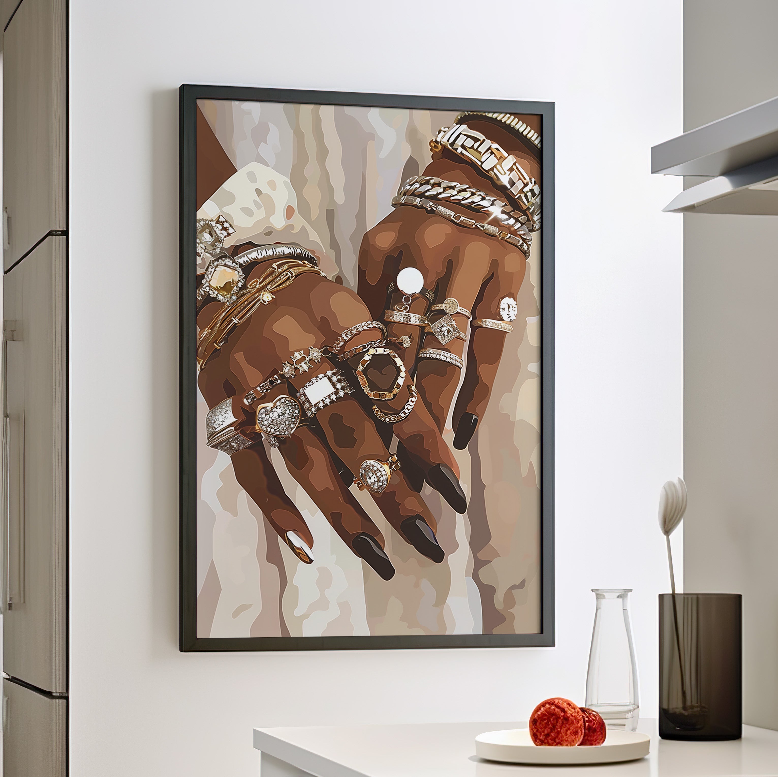 Framed Paper Print - Layered Luxe Jewelry Hands