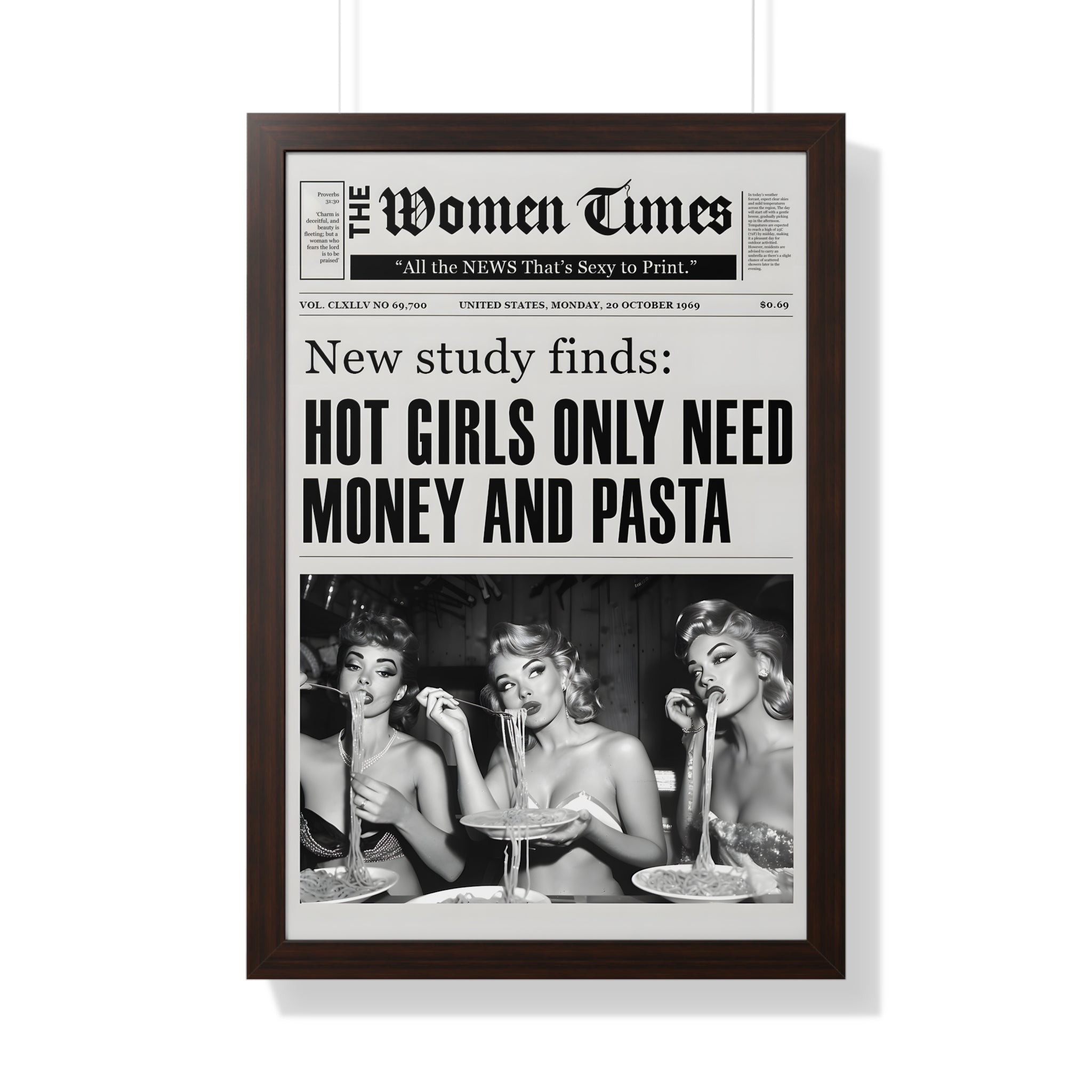 Framed Paper Print - Retro Pasta Gazette