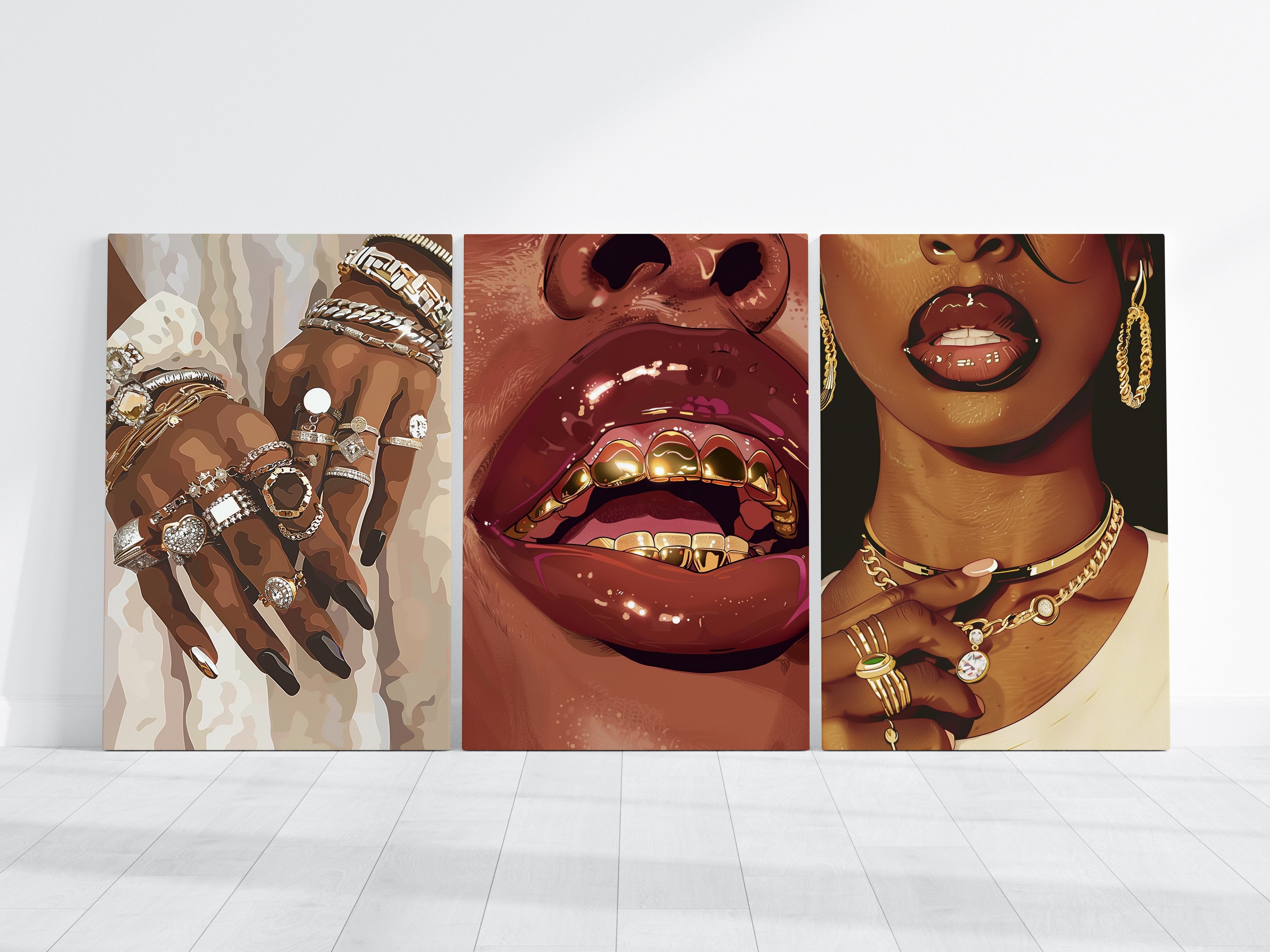 .75" Matte Canvas - Gold Grills Glam Closeup