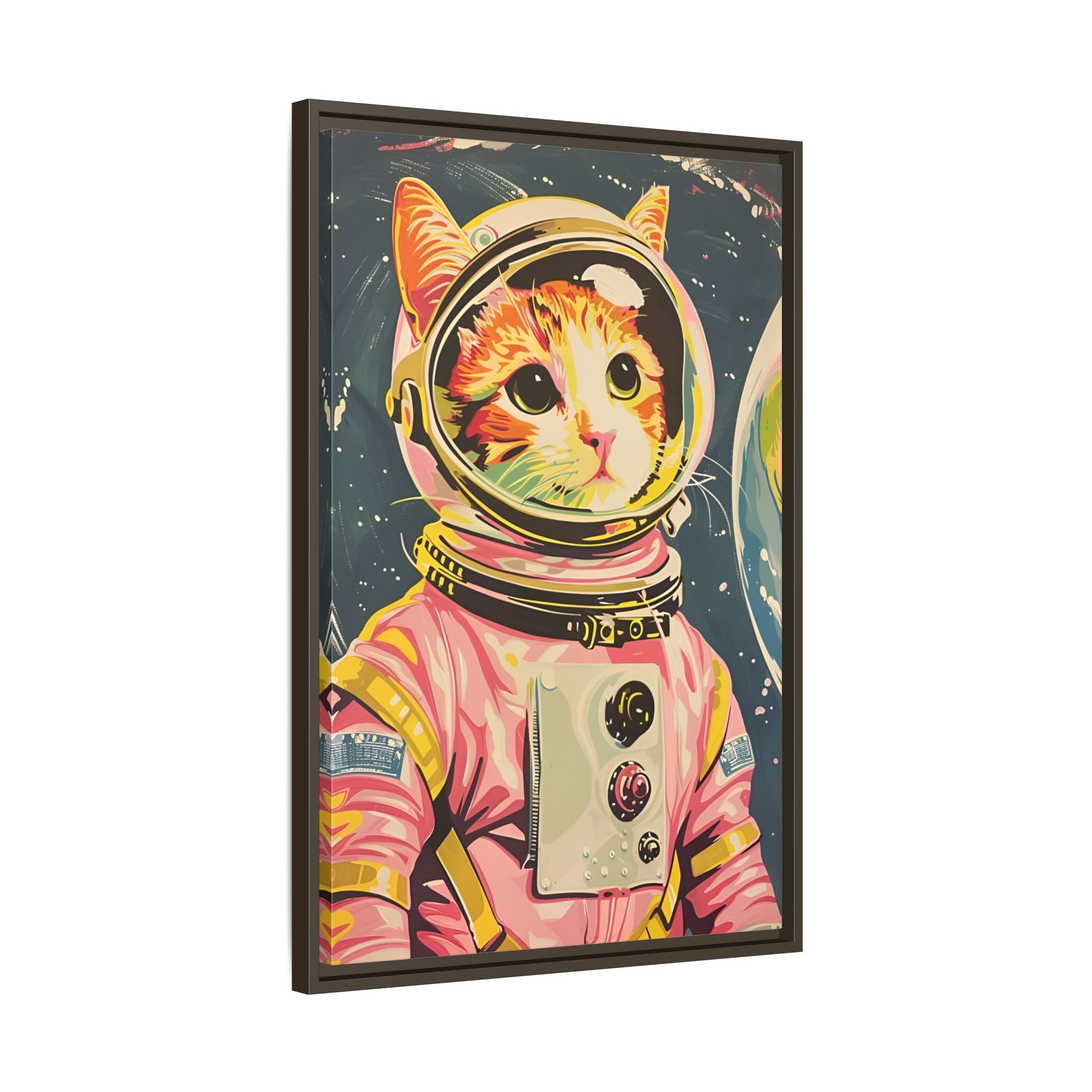 Framed Canvas - Catstronaut Pink Mission