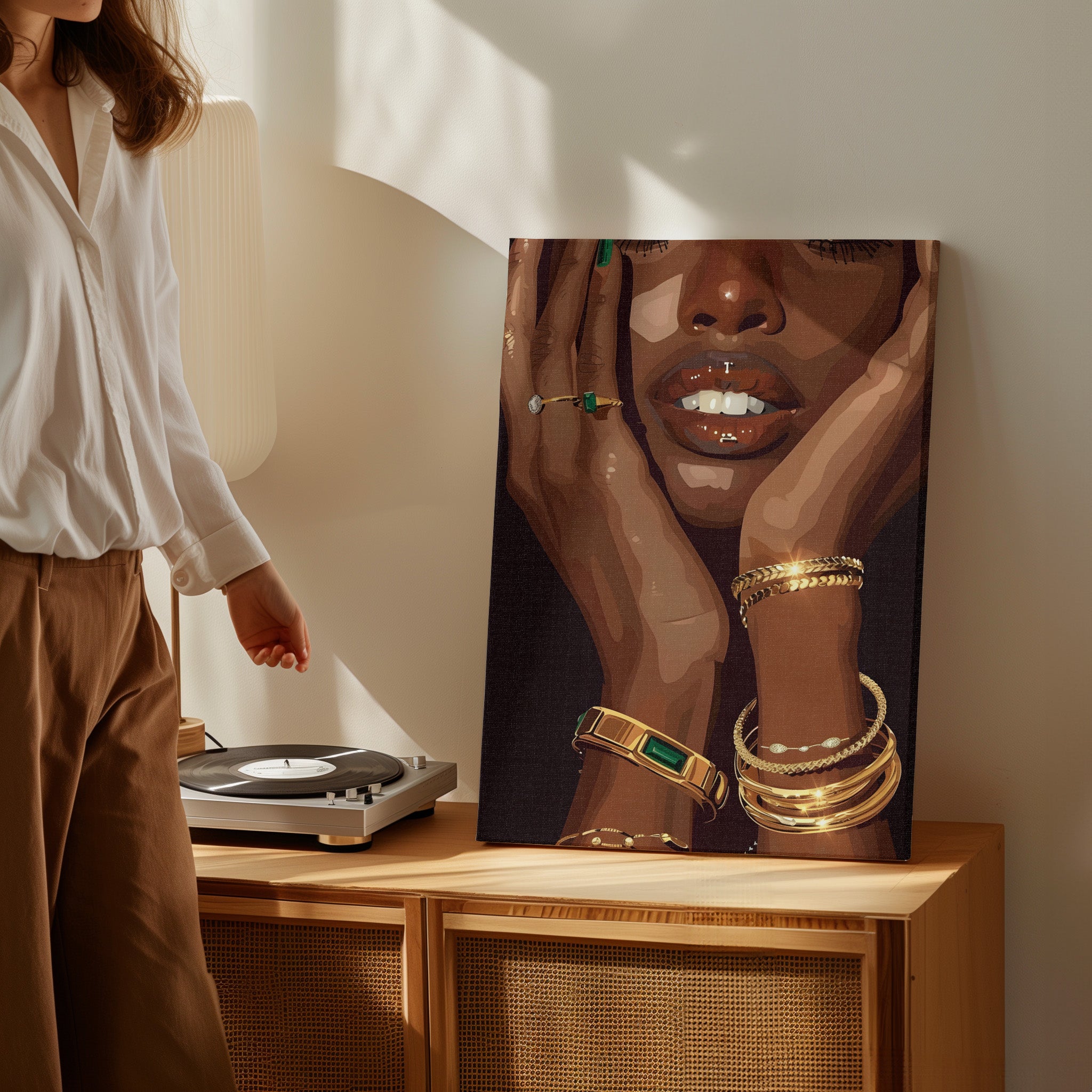 .75" Matte Canvas - Golden Emerald Beauty Portrait