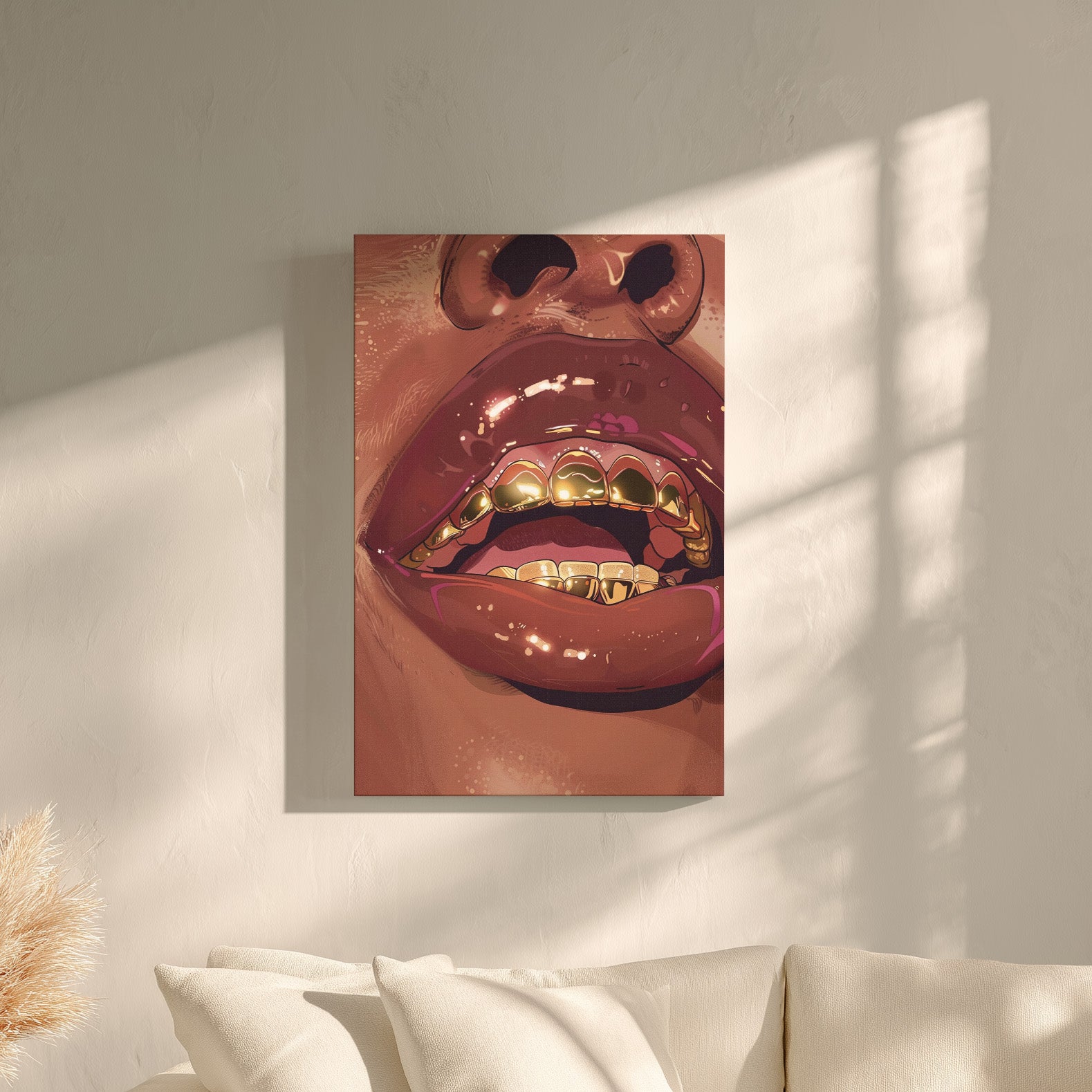 .75" Matte Canvas - Gold Grills Glam Closeup