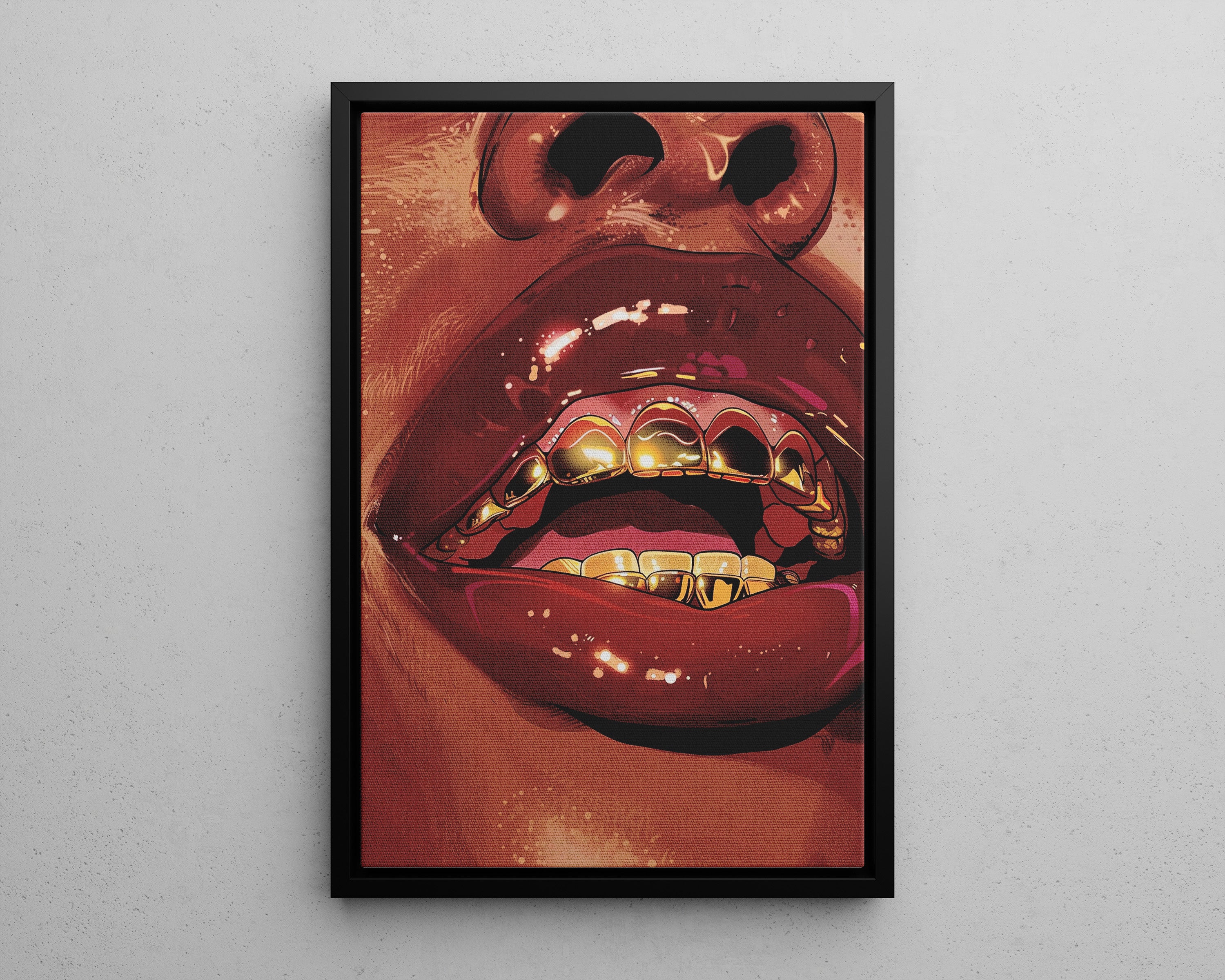 Framed Canvas - Gold Grills Glam Closeup