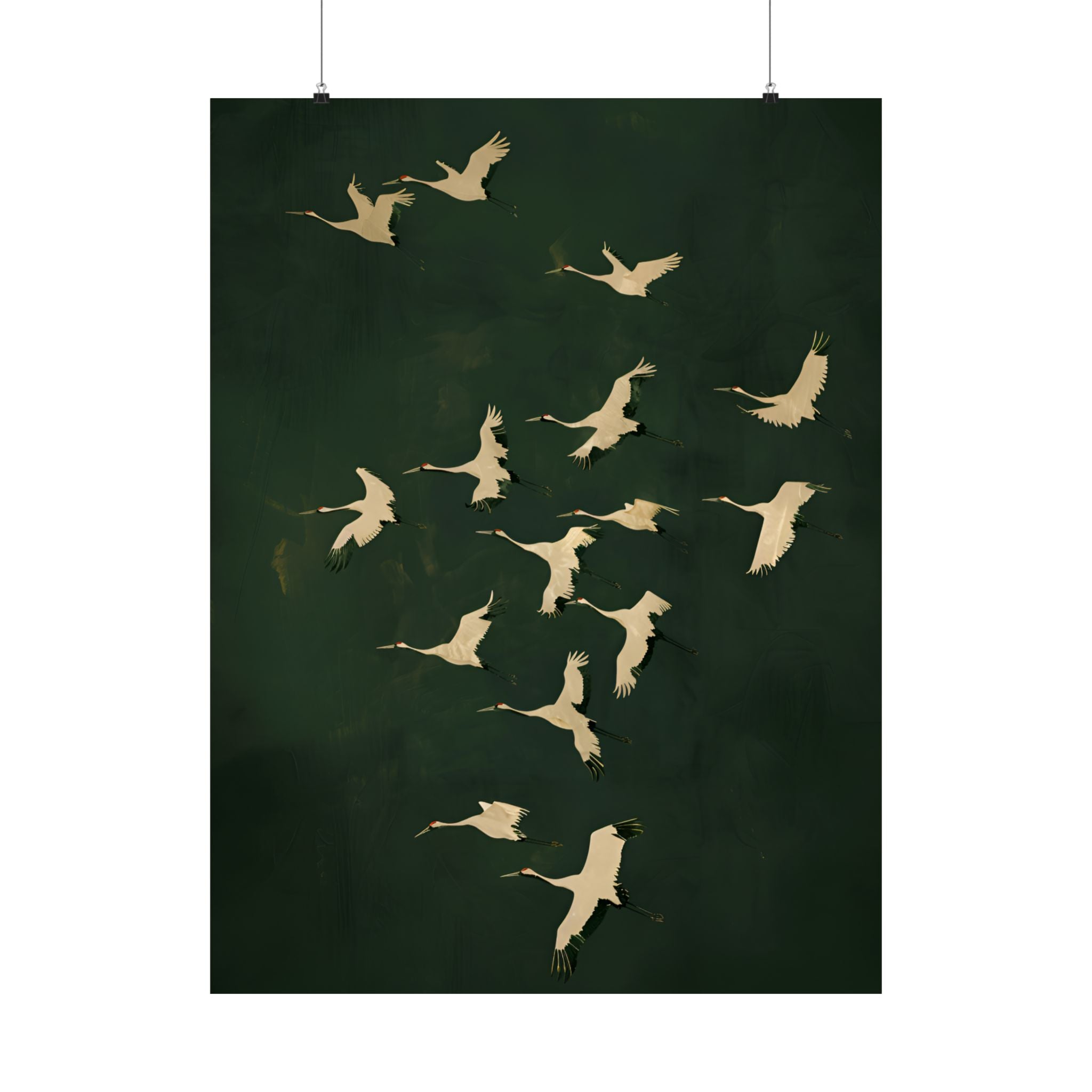 Emerald Sky Japanese Cranes