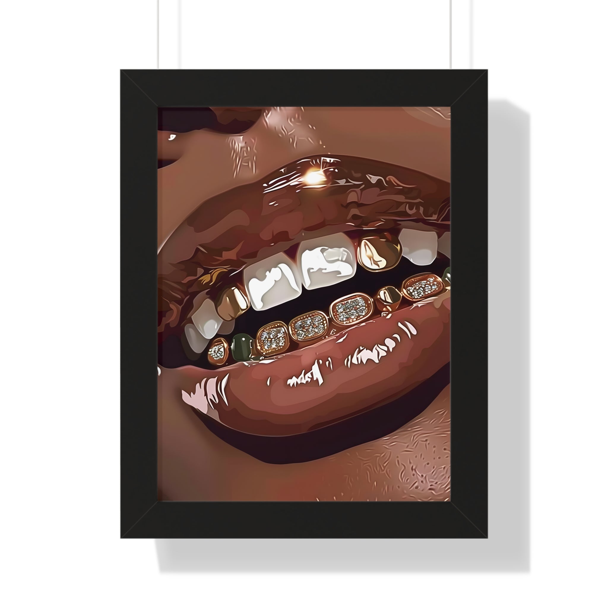 Framed Paper Print - Golden Grill Smile