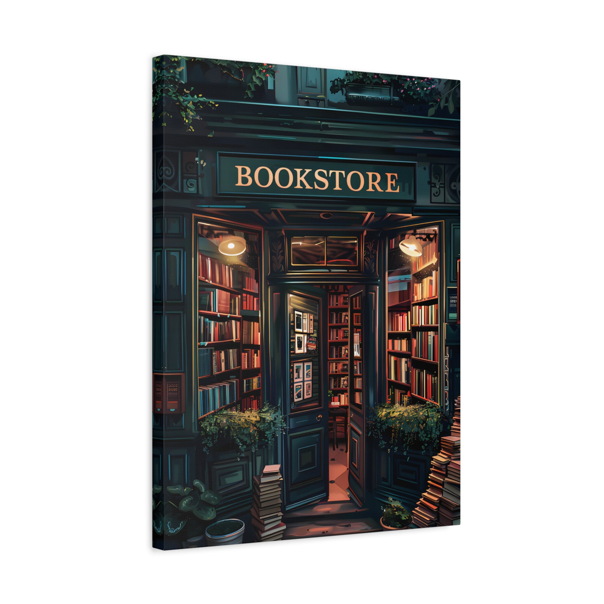 1.25" Matte Canvas - Midnight Bookstore Glow
