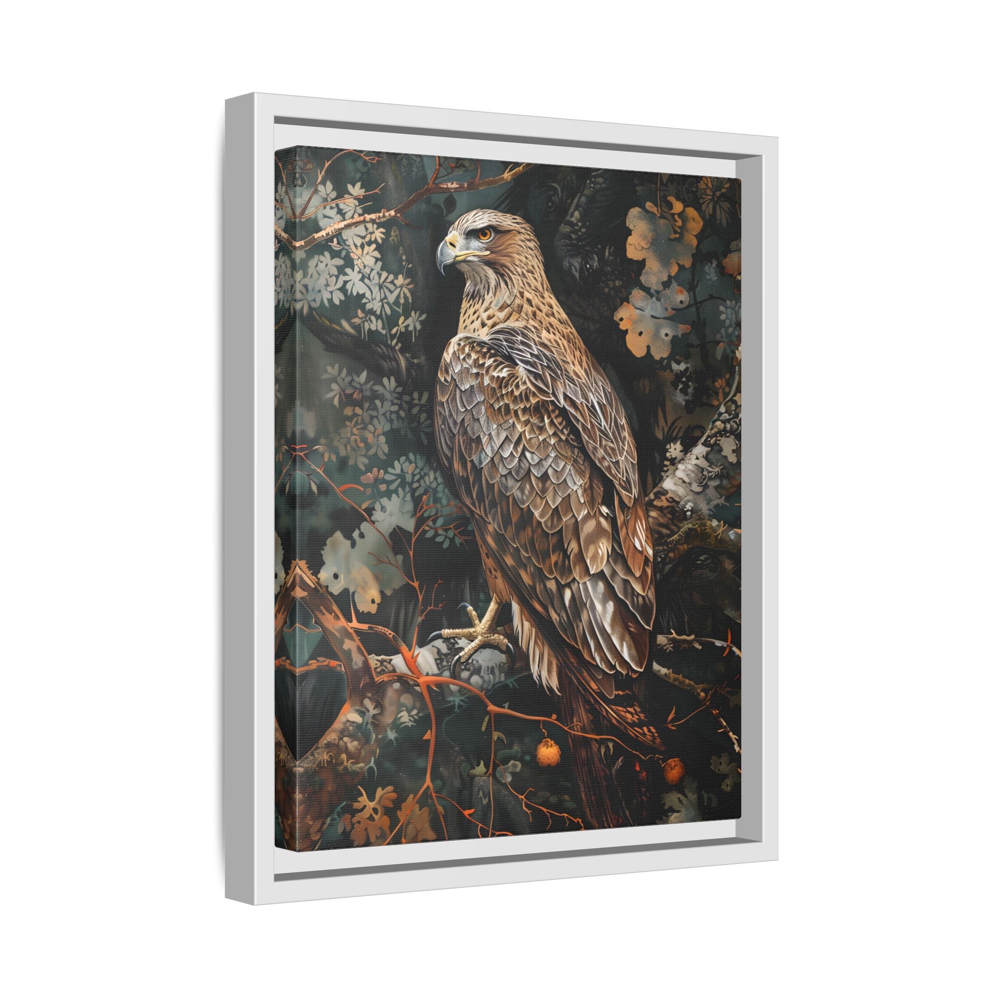 Framed Canvas - Majestic Hawk in Autumn