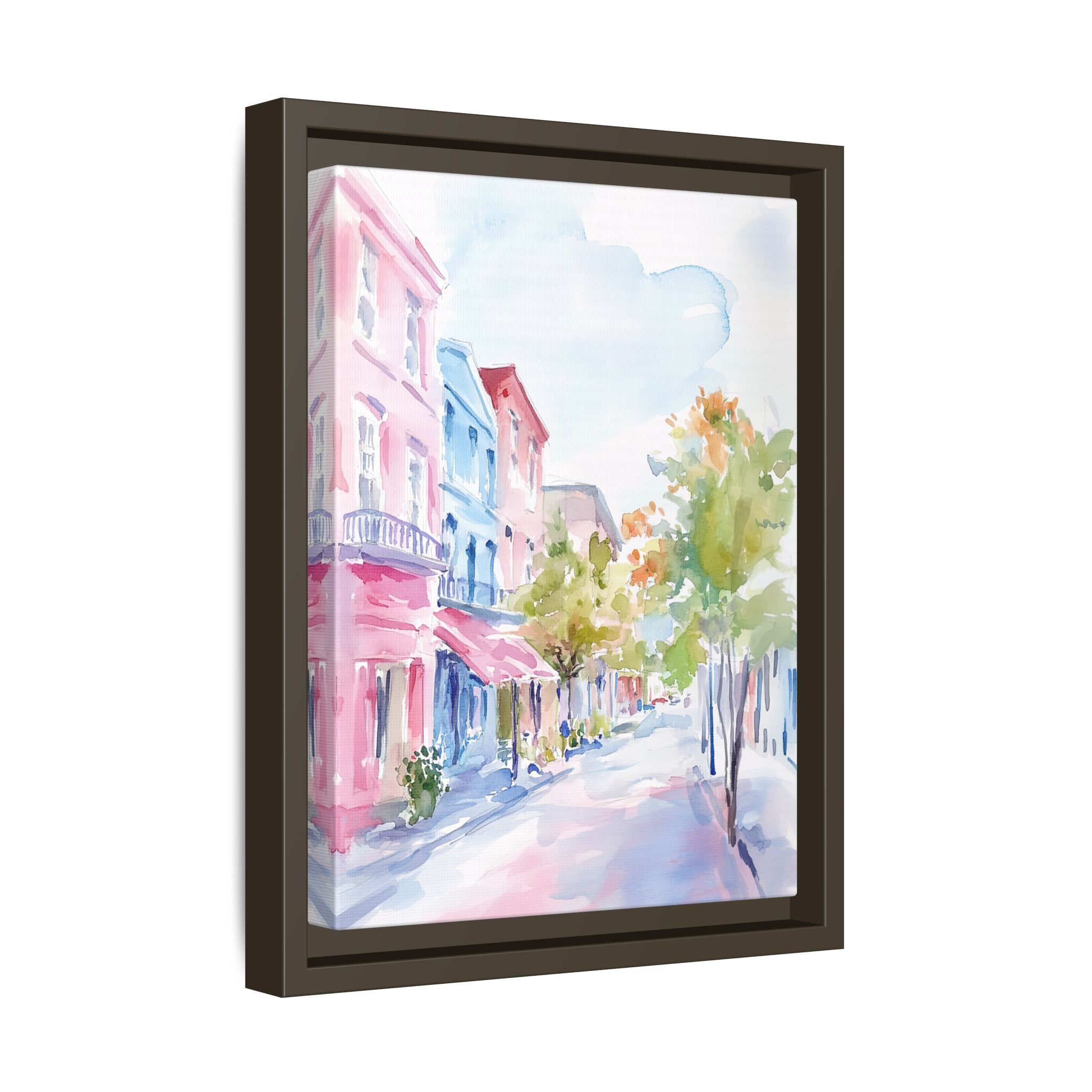 Framed Canvas - Pastel Charleston Street Scene
