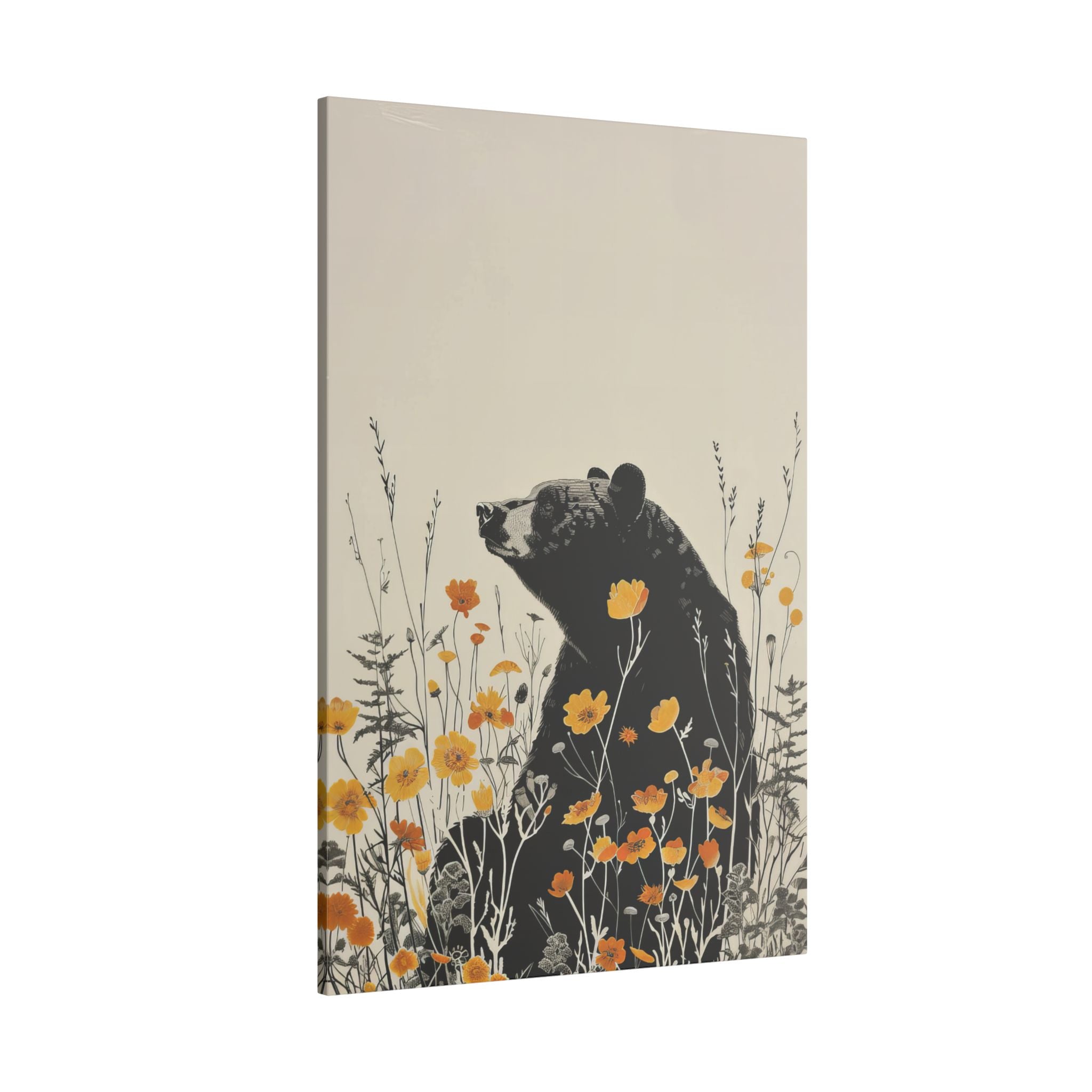 .75" Matte Canvas - Black Bear in Wildflowers