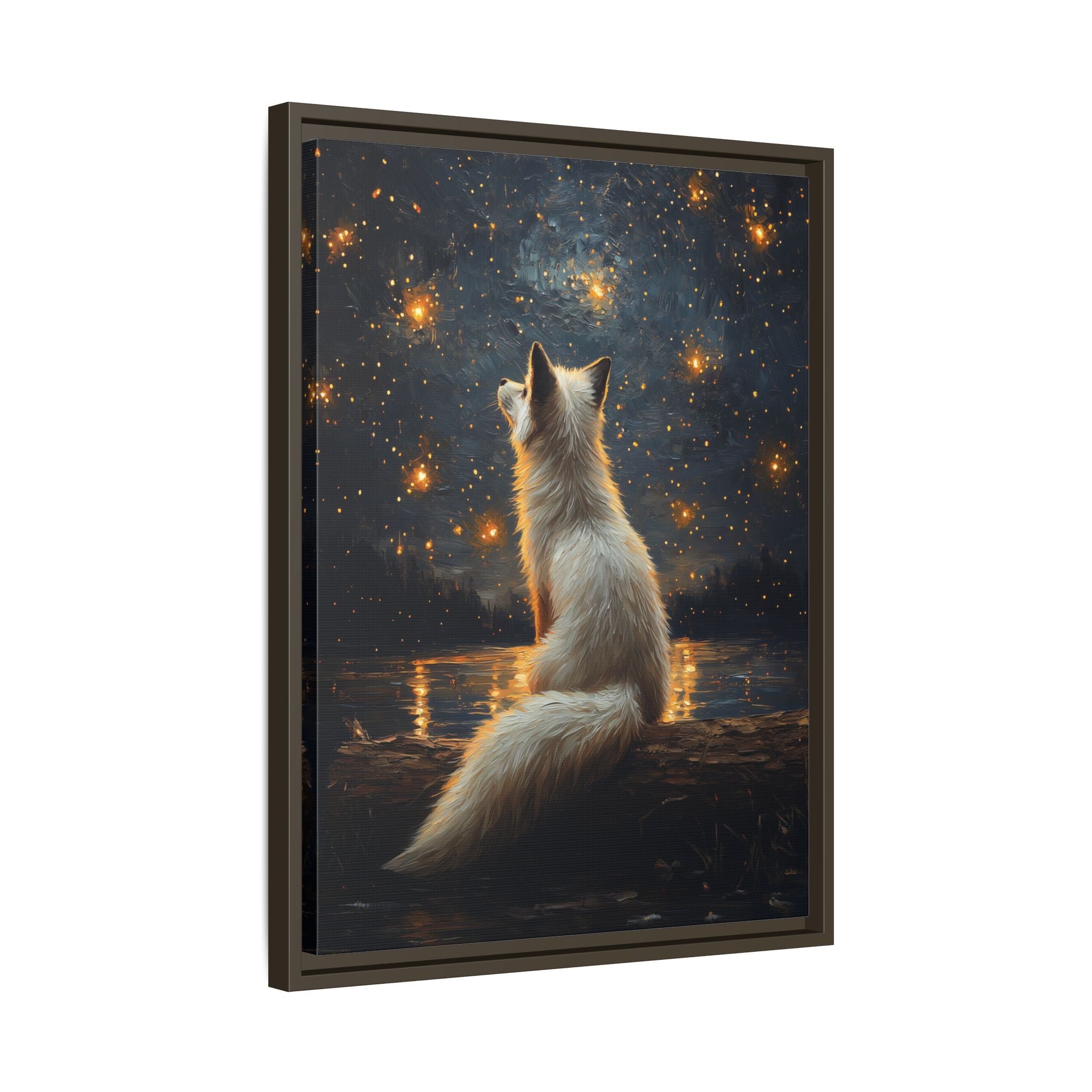 Framed Canvas - Stargazing Fox Reverie