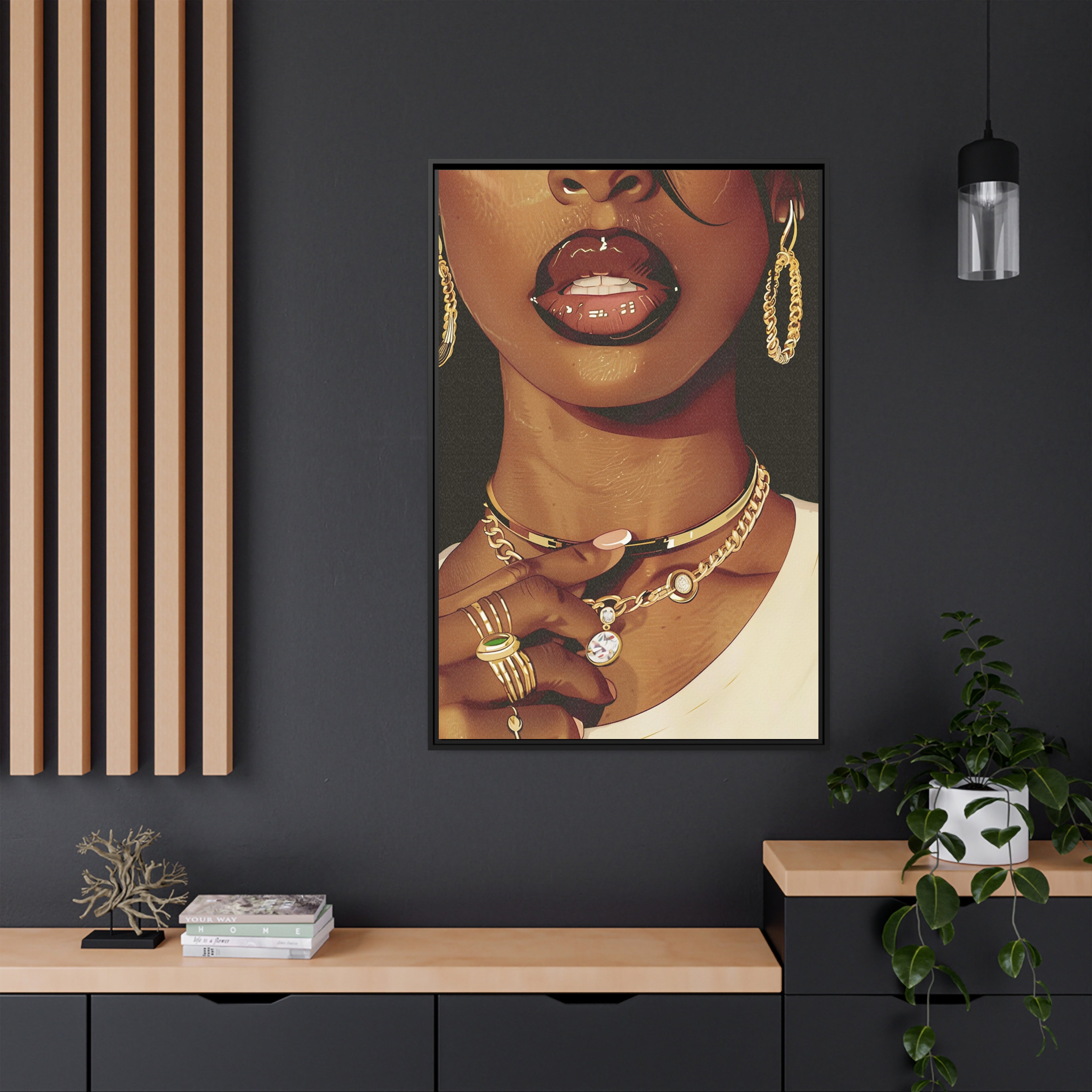 Framed Canvas - Golden Luxe Confidence Portrait