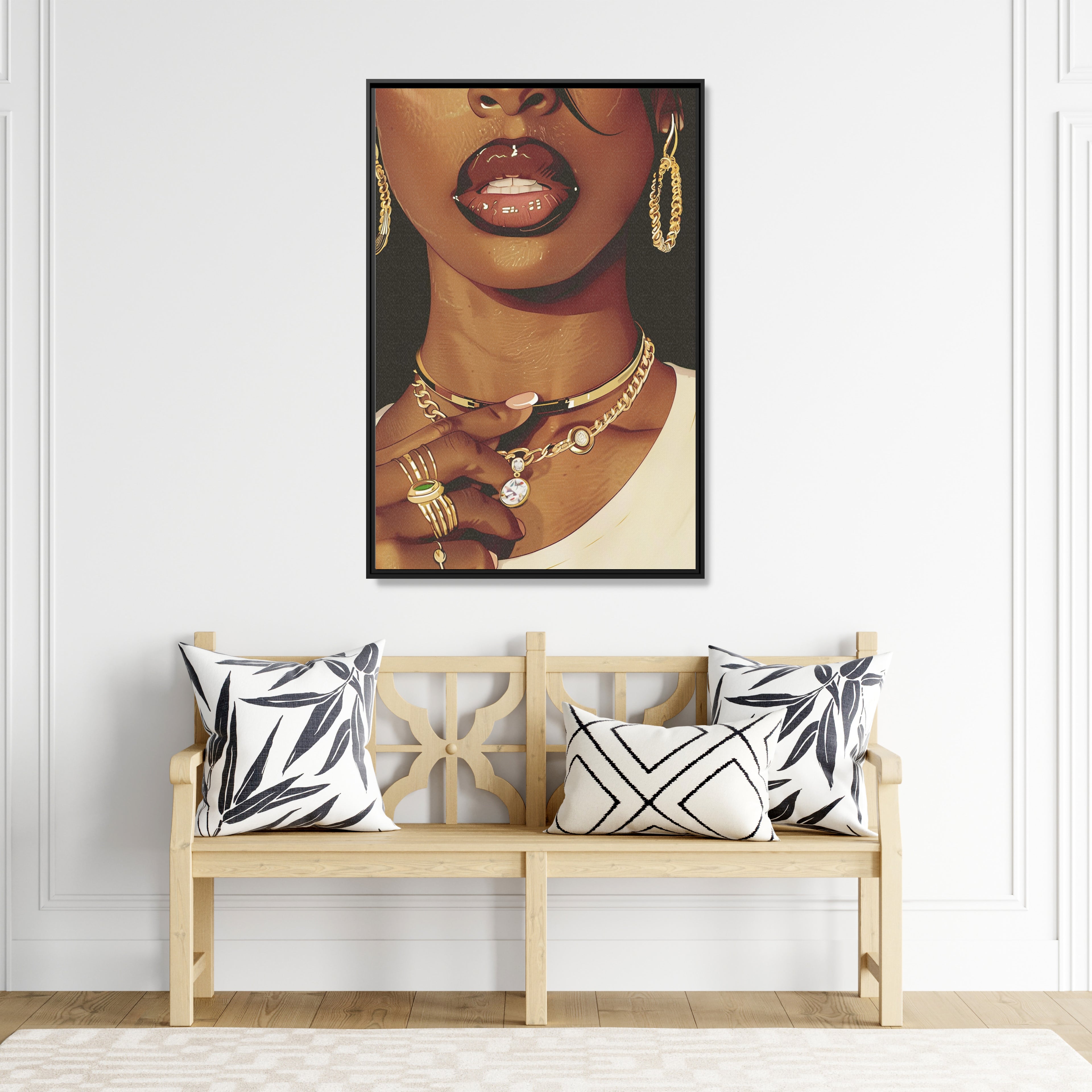 Framed Canvas - Golden Luxe Confidence Portrait