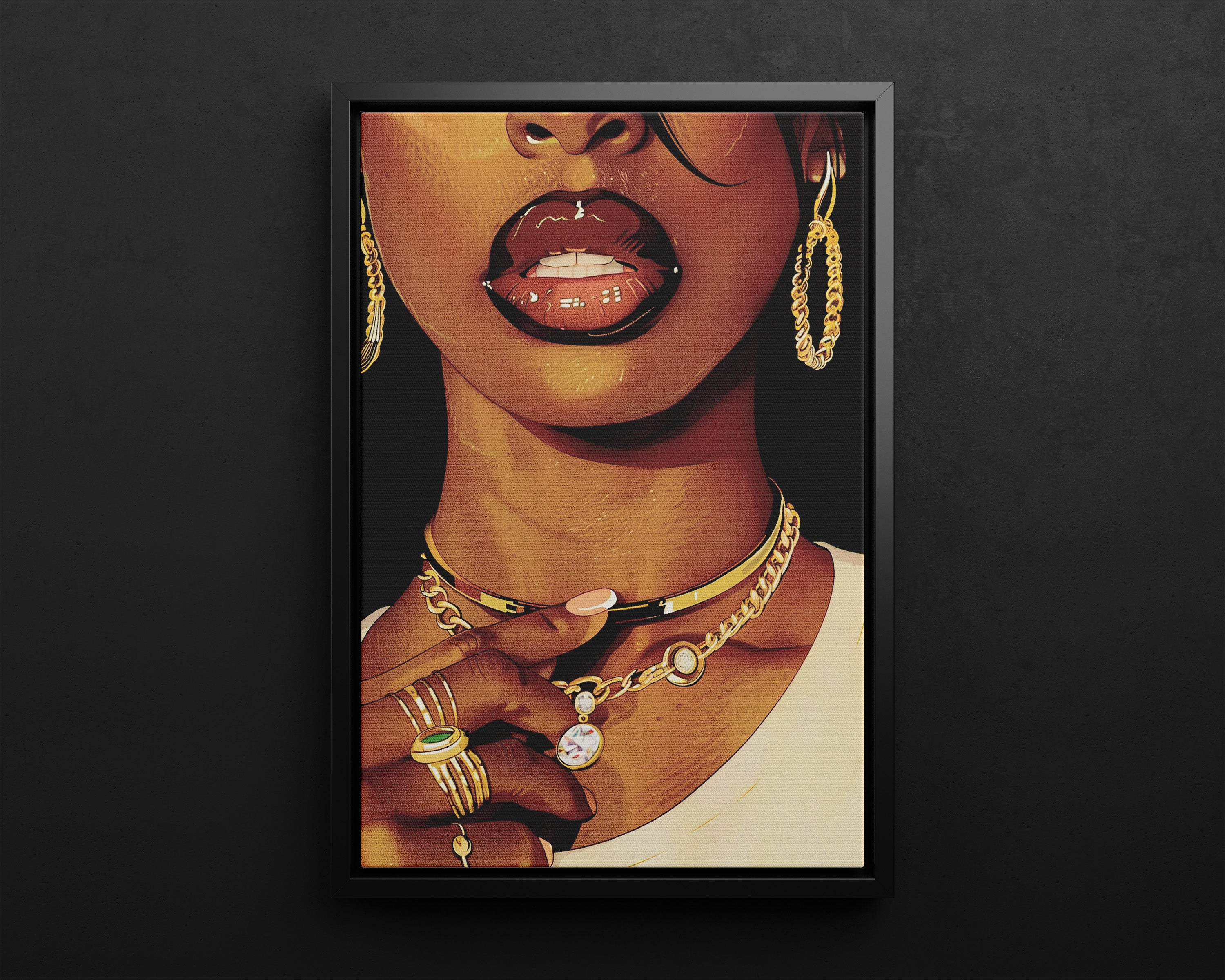 Framed Canvas - Golden Luxe Confidence Portrait