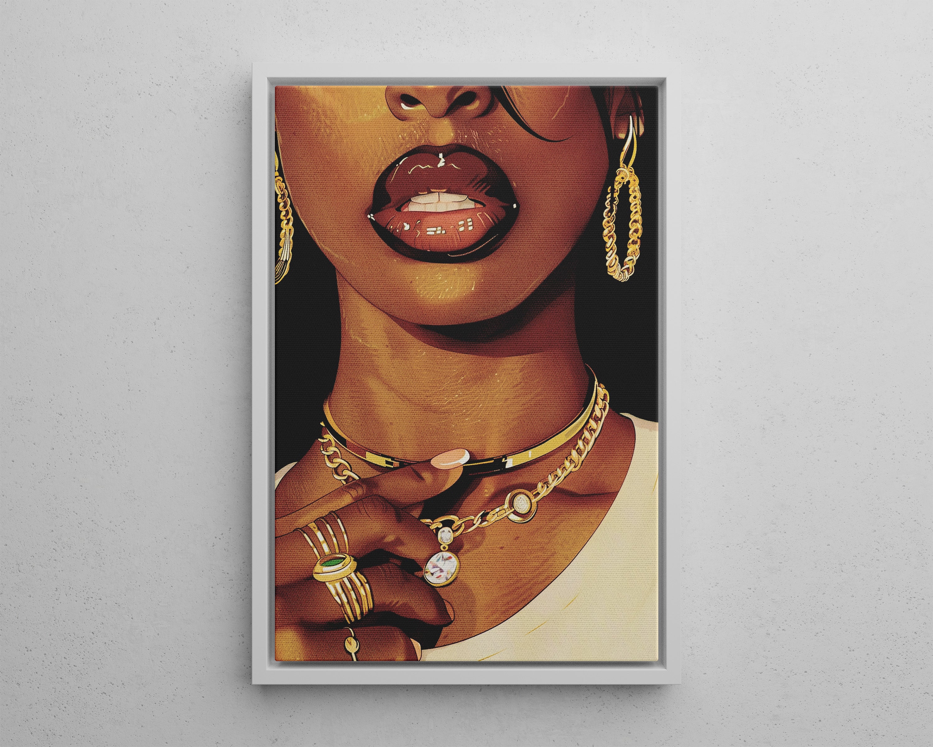 Framed Canvas - Golden Luxe Confidence Portrait