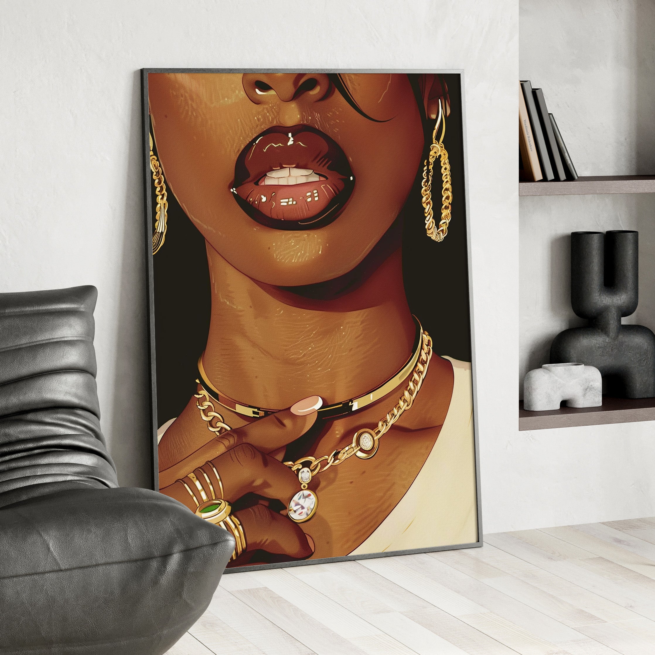 Framed Paper Print - Golden Luxe Confidence Portrait