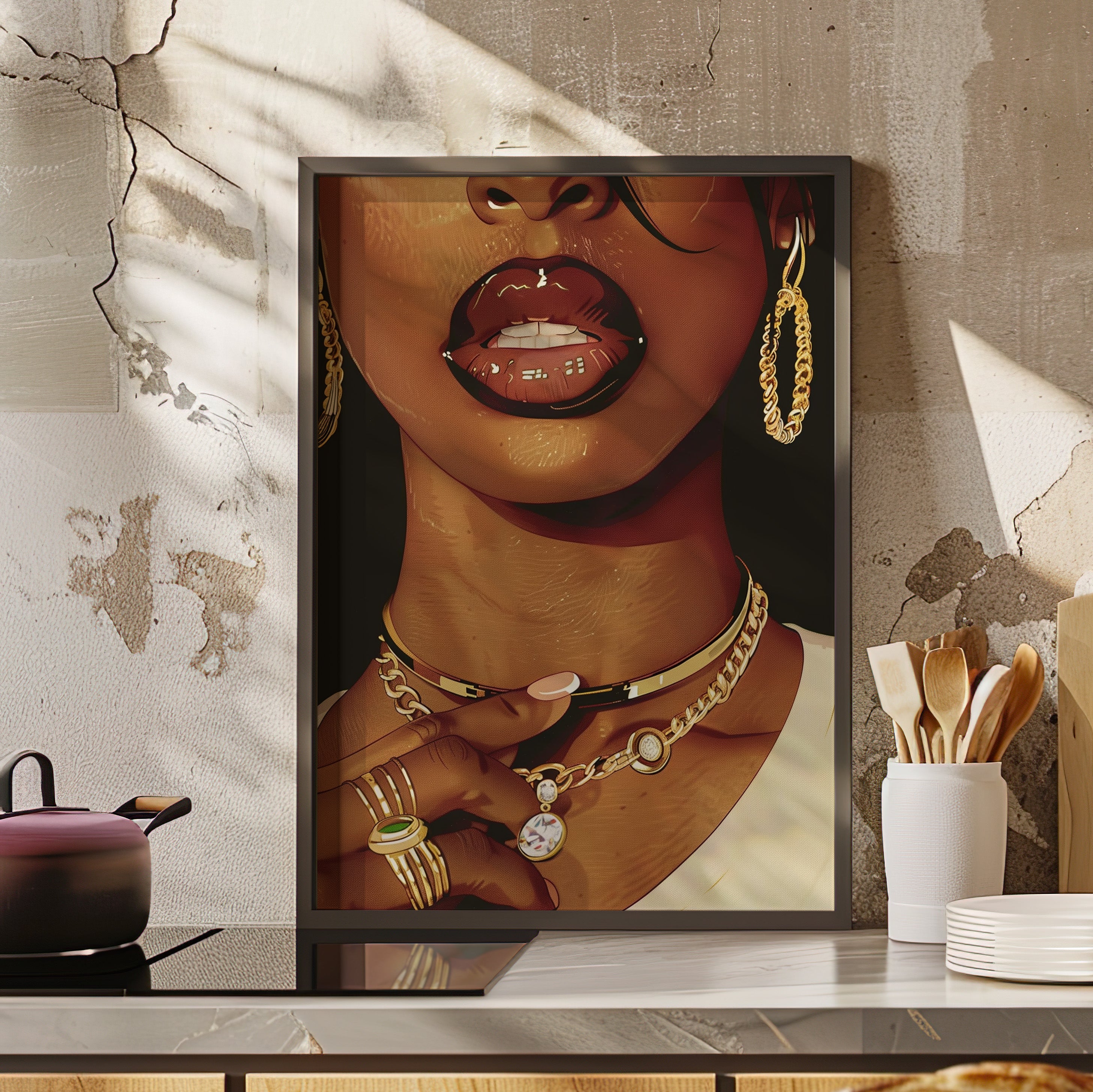 Framed Paper Print - Golden Luxe Confidence Portrait