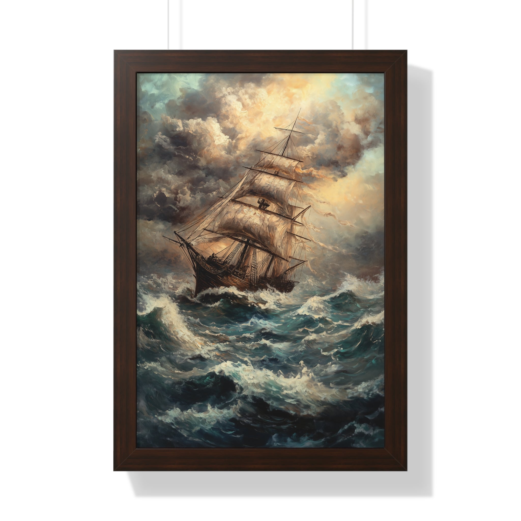 Framed Paper Print - Stormy Voyage Sailing Ship