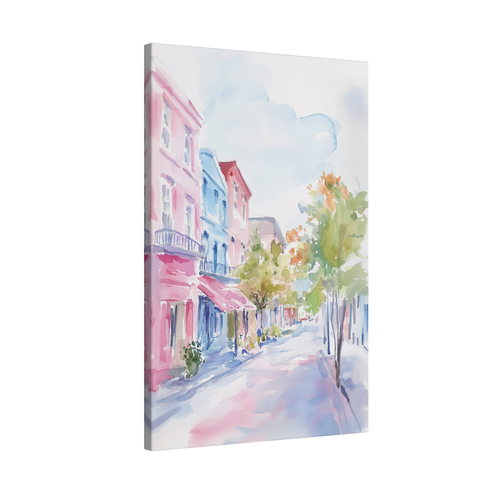 .75" Matte Canvas - Pastel Charleston Street Scene
