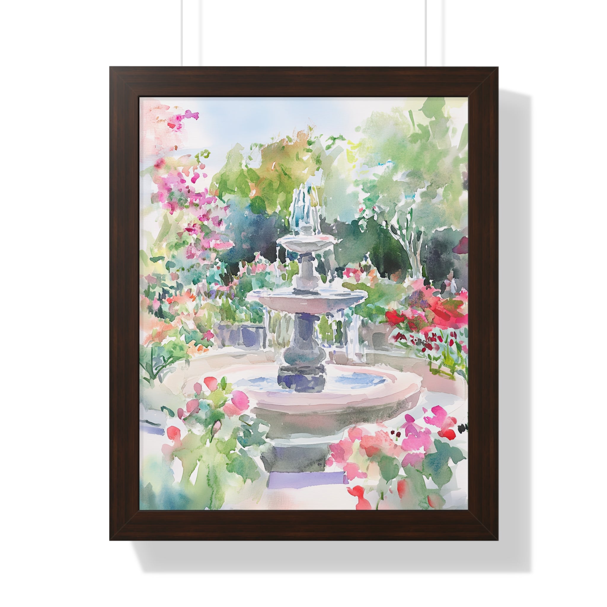 Framed Paper Print - Charleston Garden Fountain View
