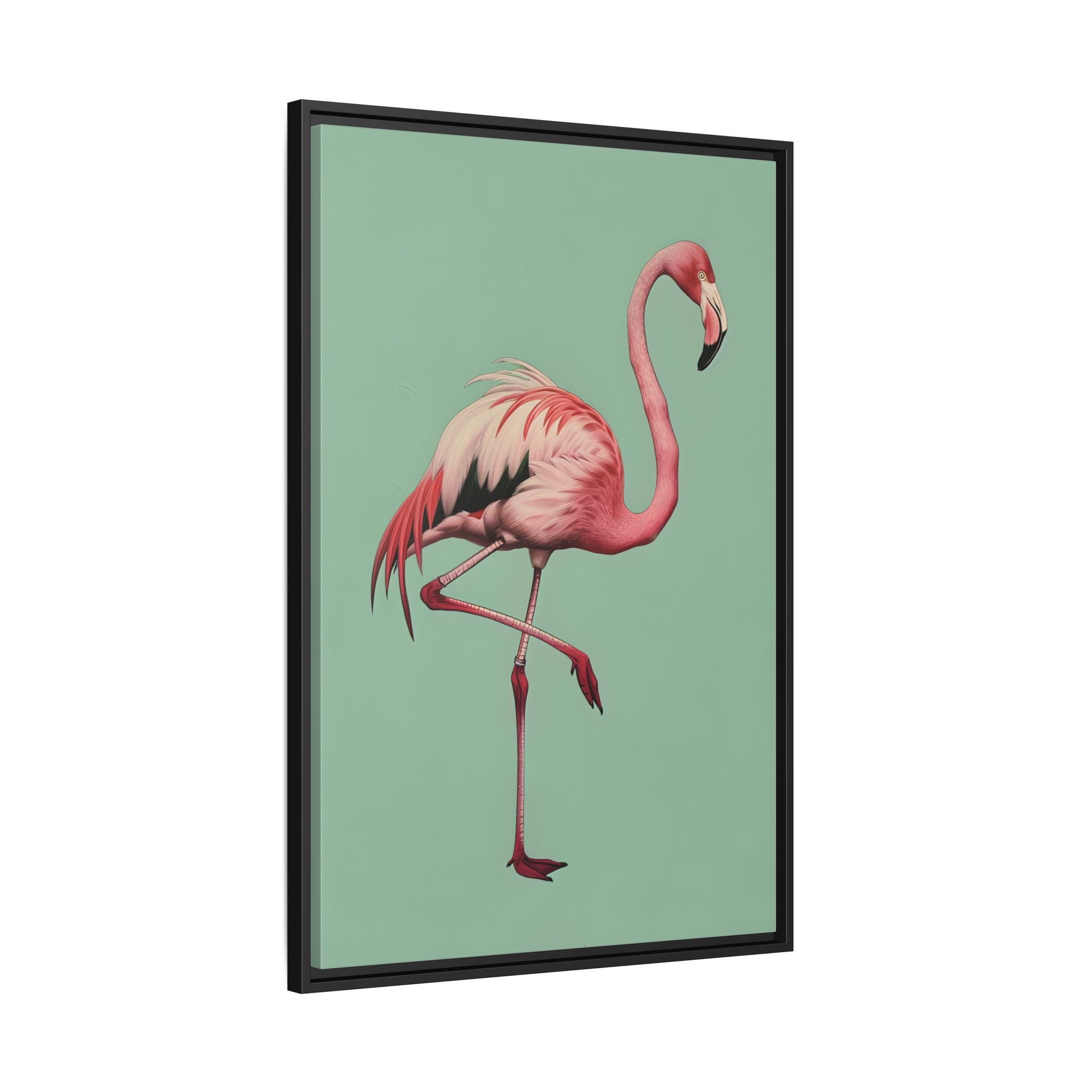 Framed Canvas - Pink Flamingo Tropical