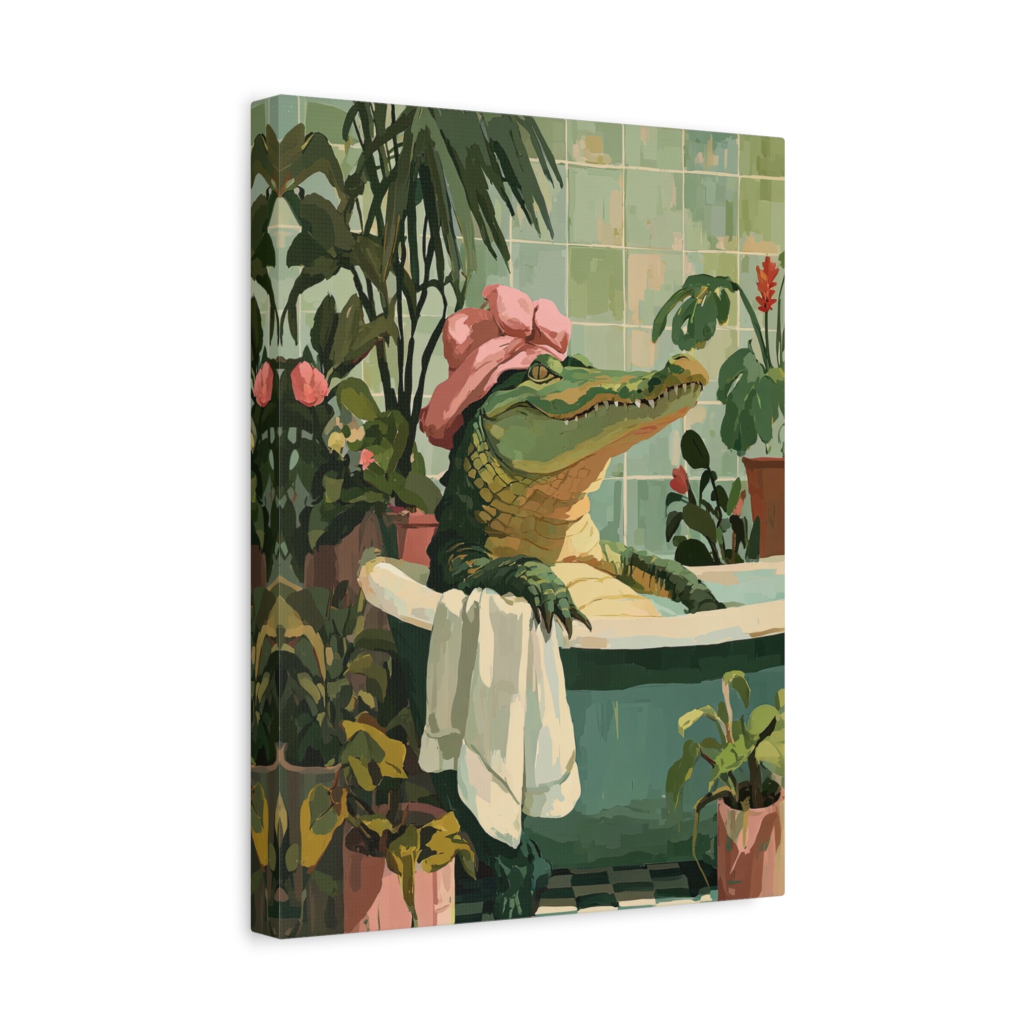 1.25" Matte Canvas - Bathtub Alligator Spa Day