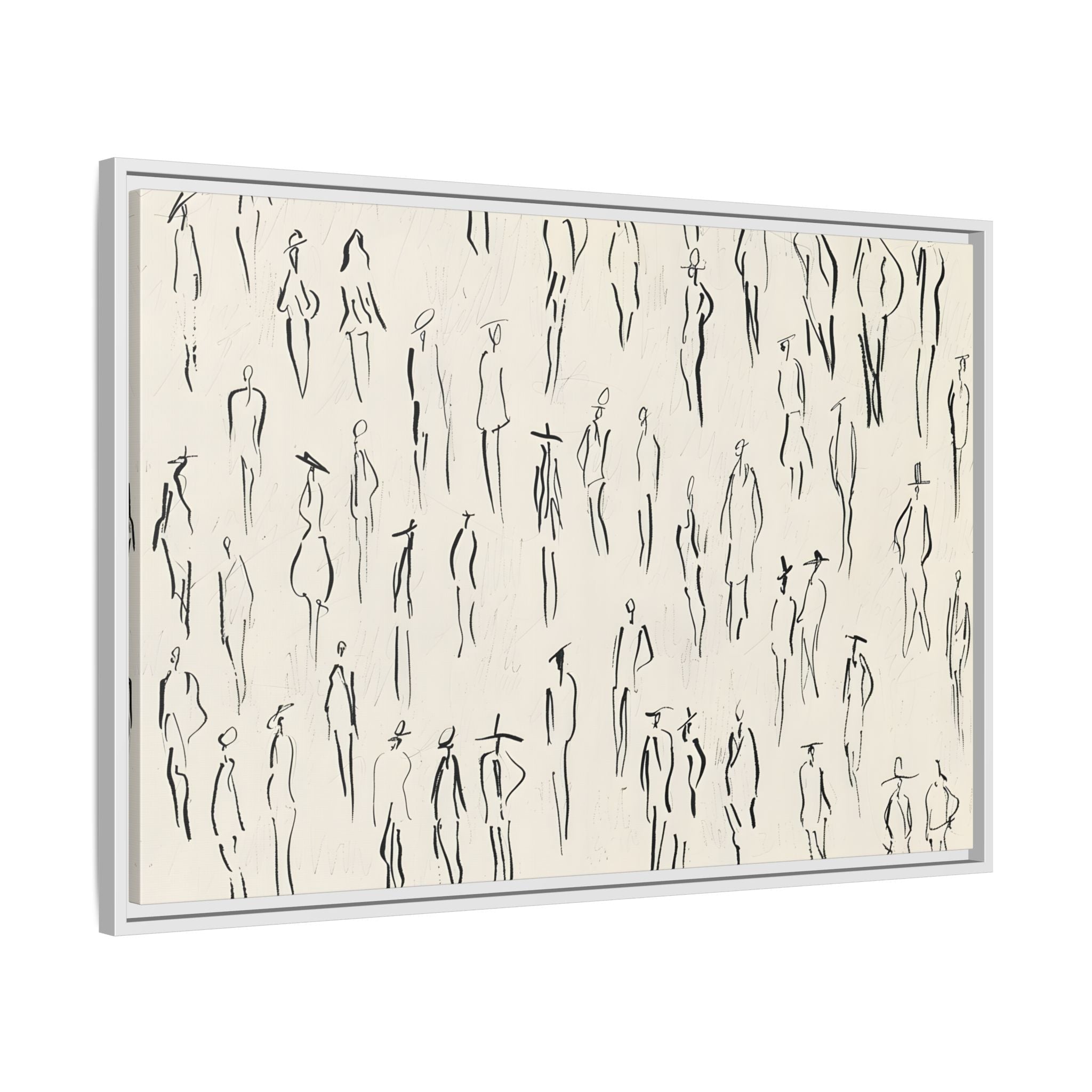 Framed Canvas - Crowd in Motion Linework