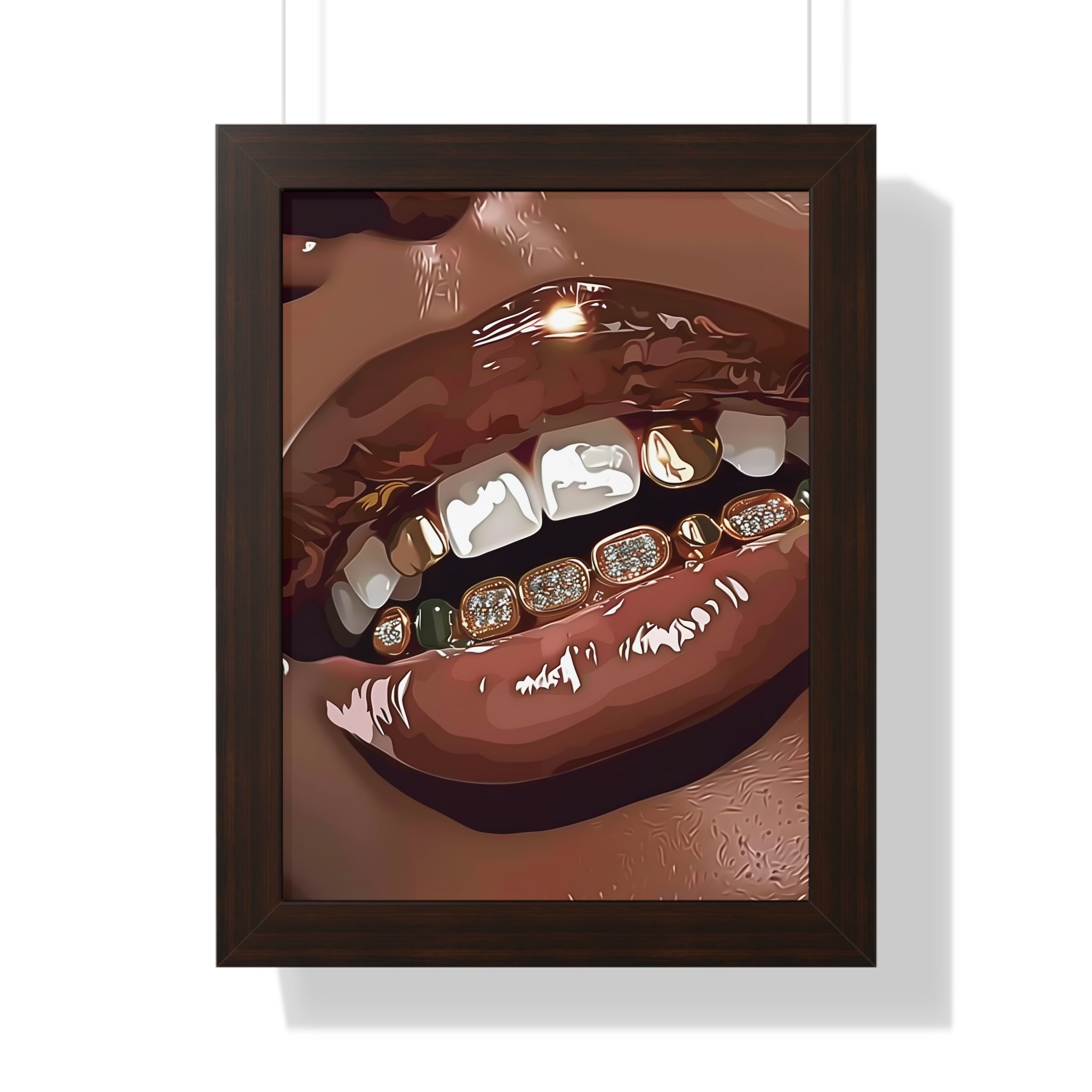Framed Paper Print - Golden Grill Smile