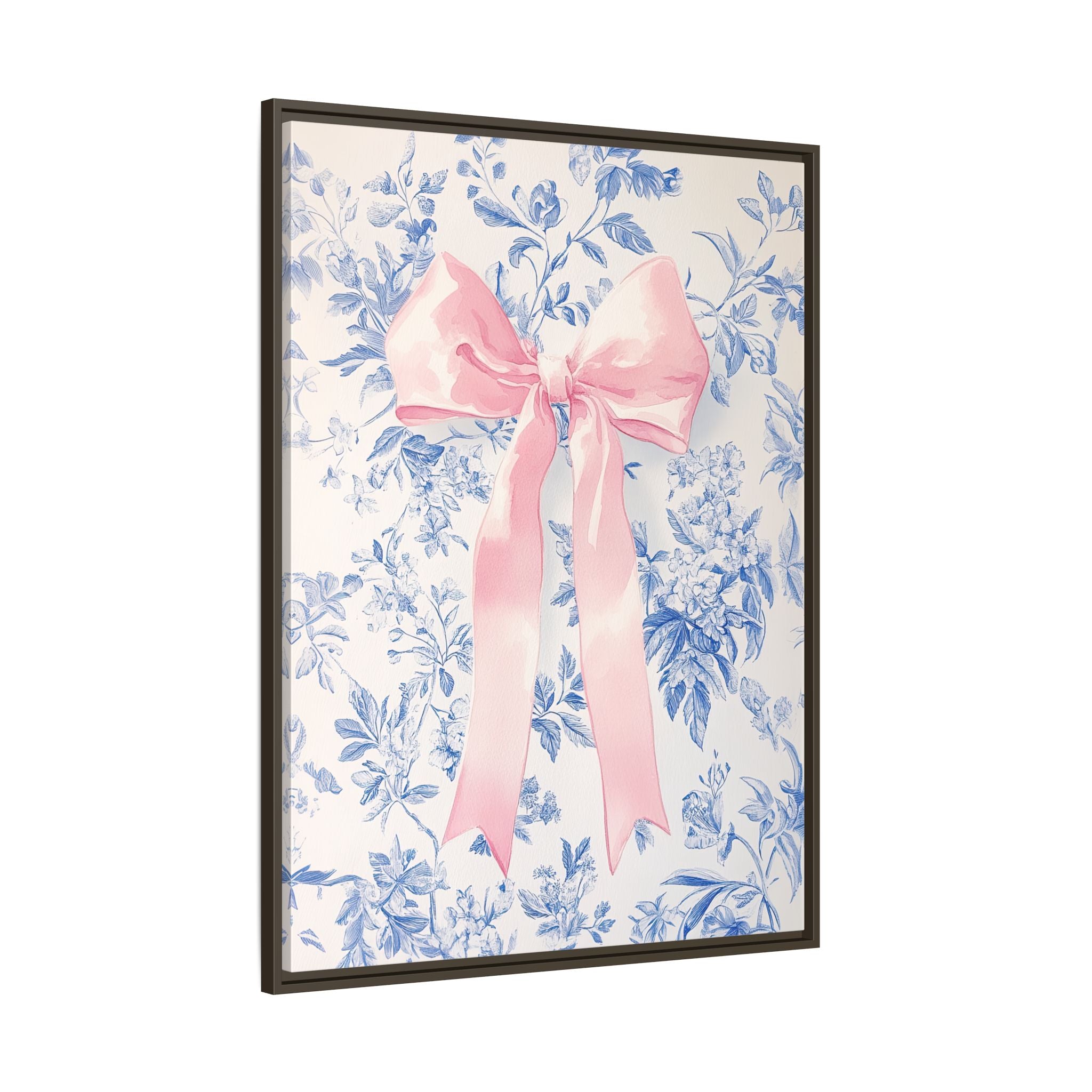 Framed Canvas - Pink Bow Floralscape