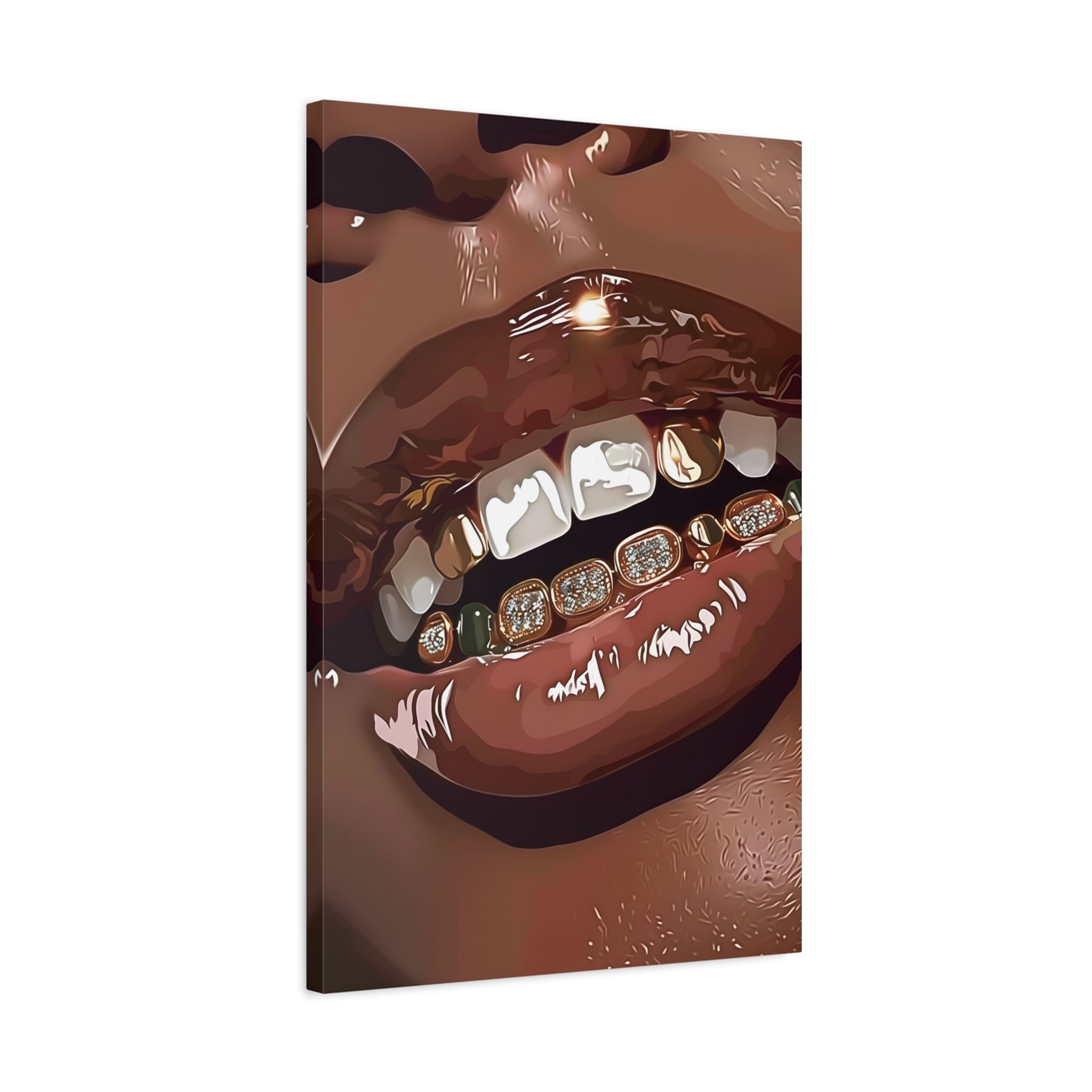 1.25" Matte Canvas - Golden Grill Smile
