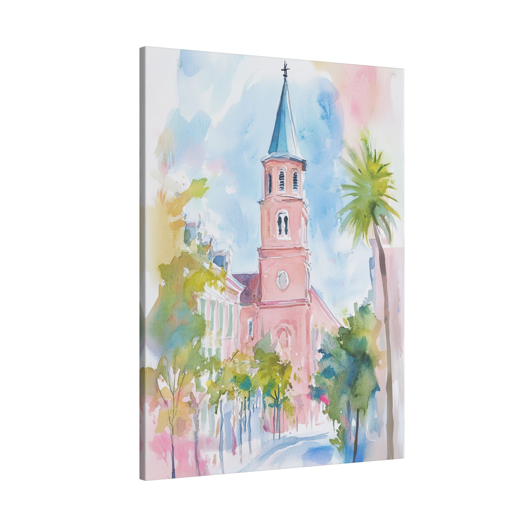 .75" Matte Canvas - Charleston Steeple in Pastel Haze