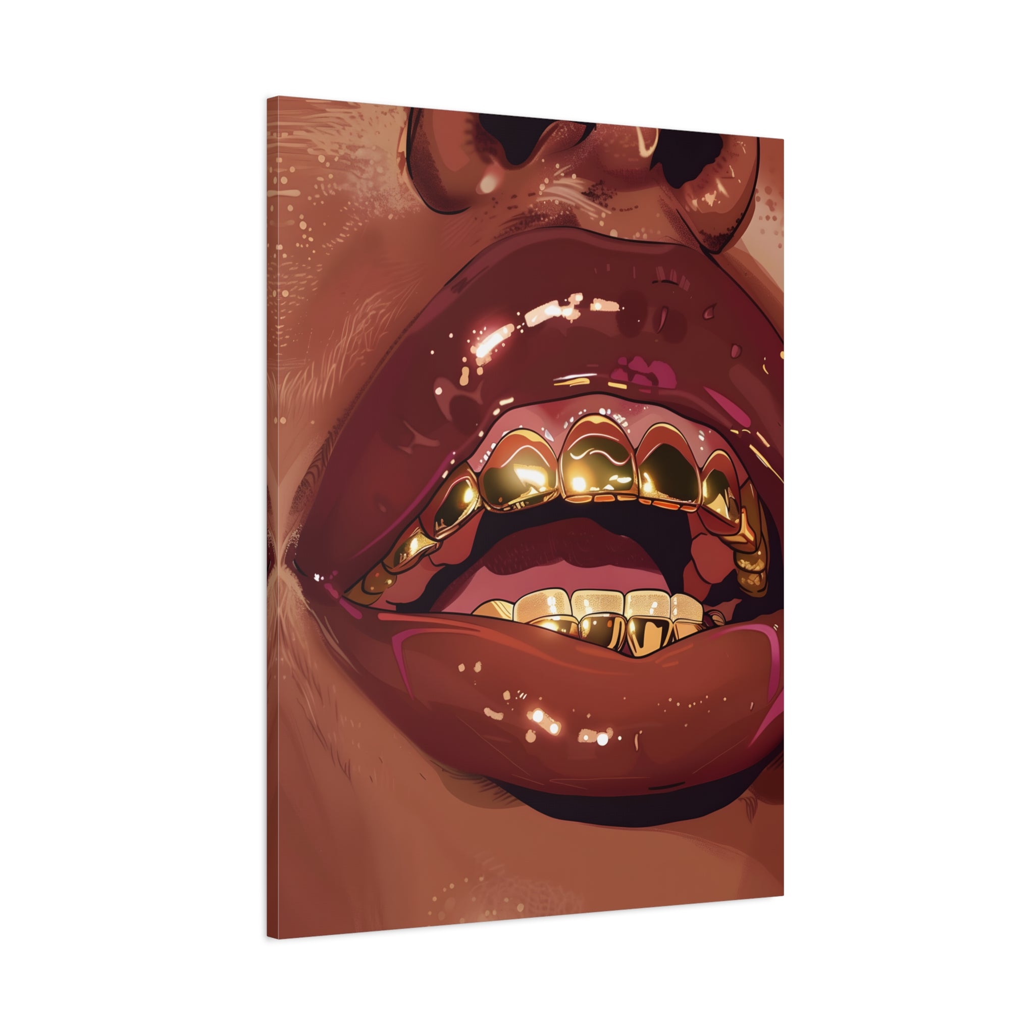 1.25" Matte Canvas - Gold Grills Glam Closeup