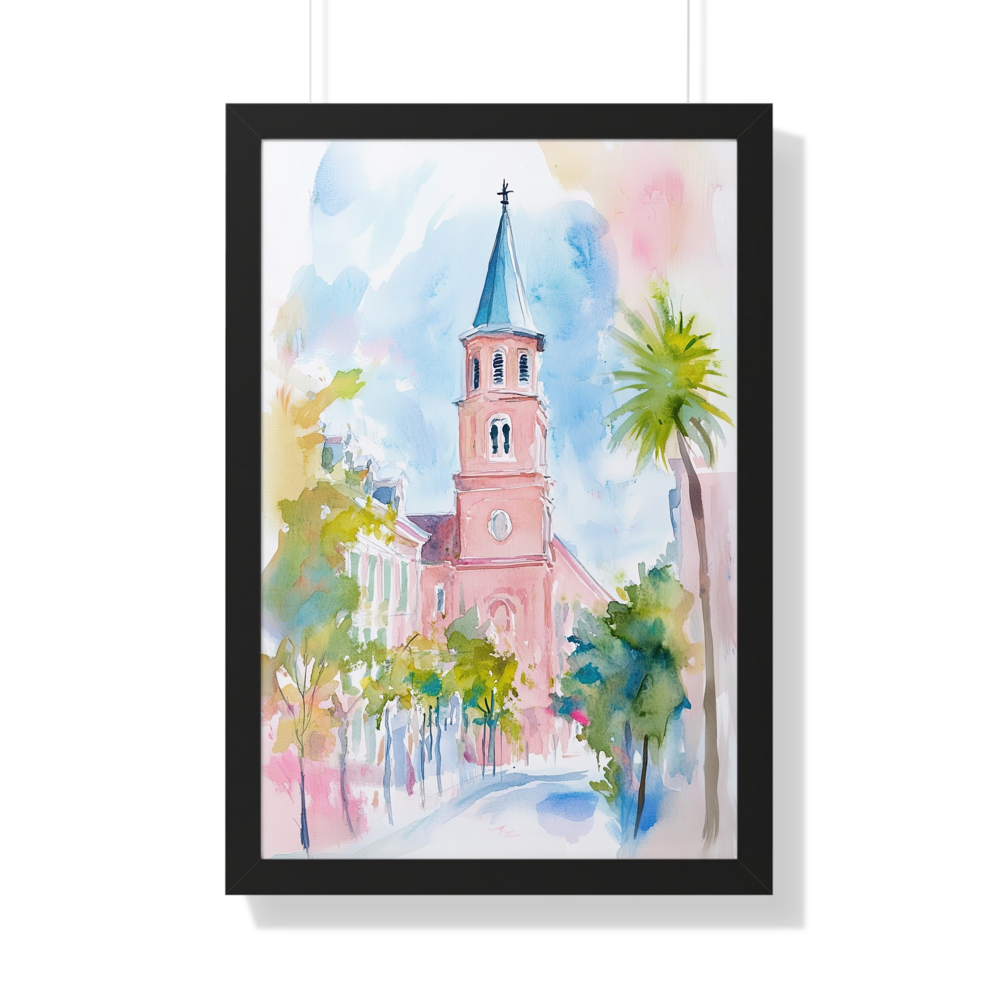 Framed Paper Print - Charleston Steeple in Pastel Haze