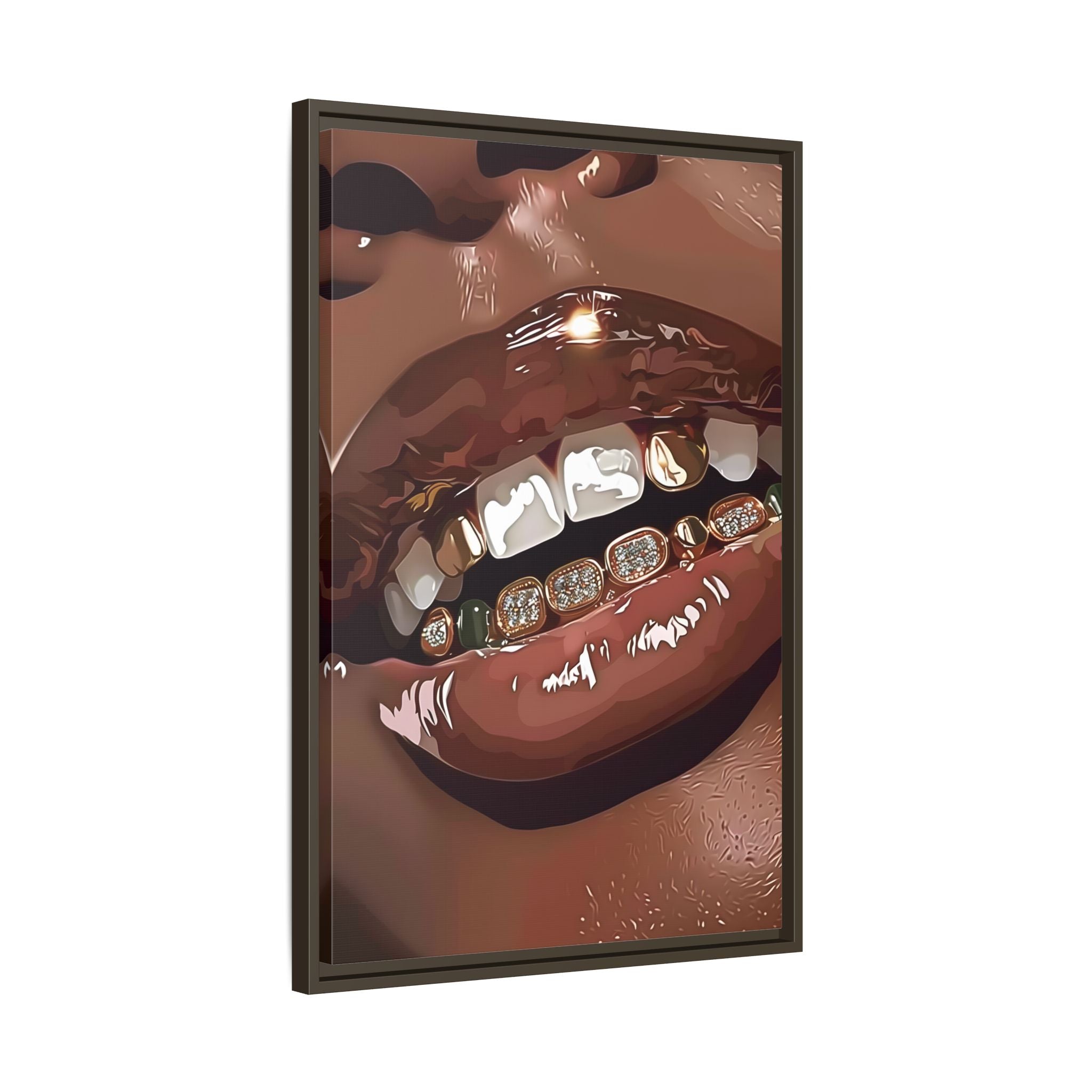 Framed Canvas - Golden Grill Smile