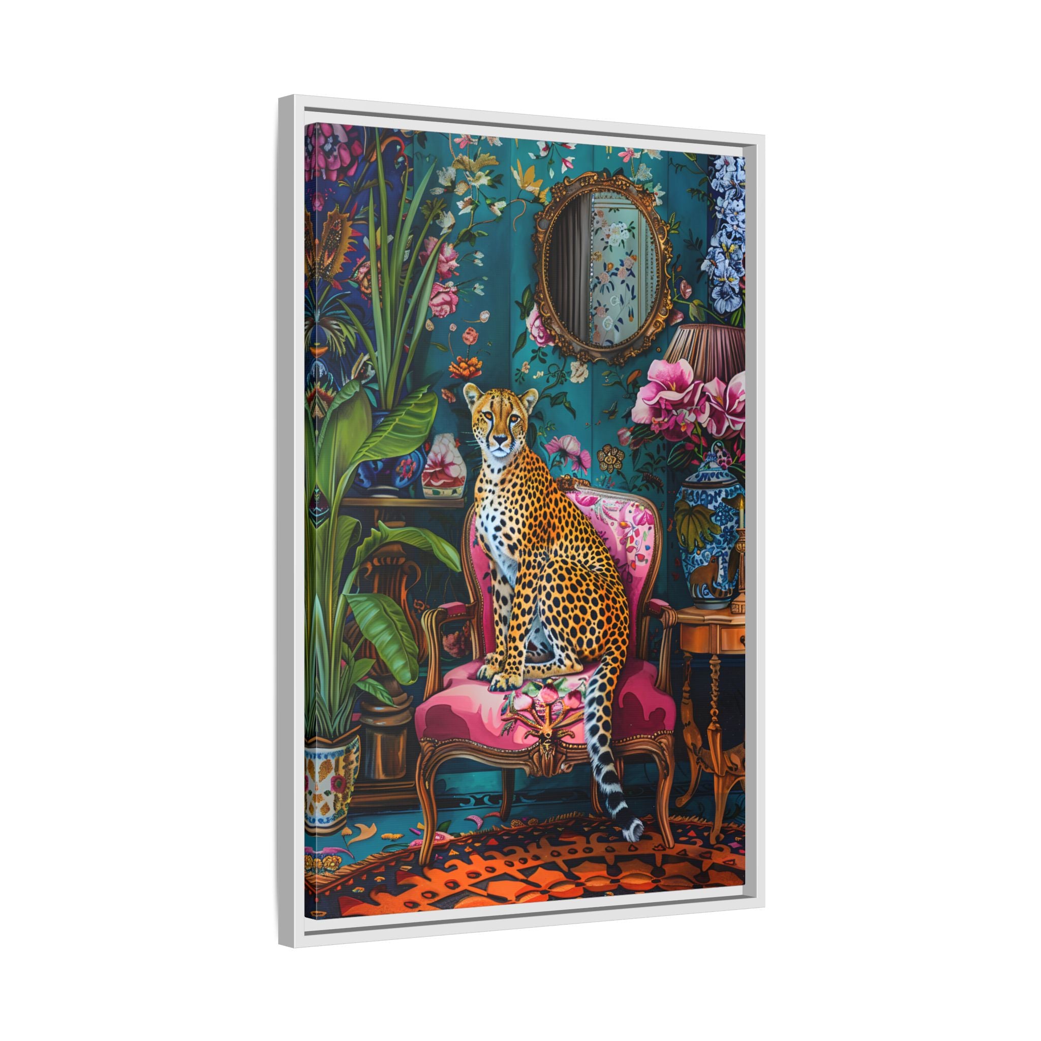 Framed Canvas - Regal Cheetah Reverie