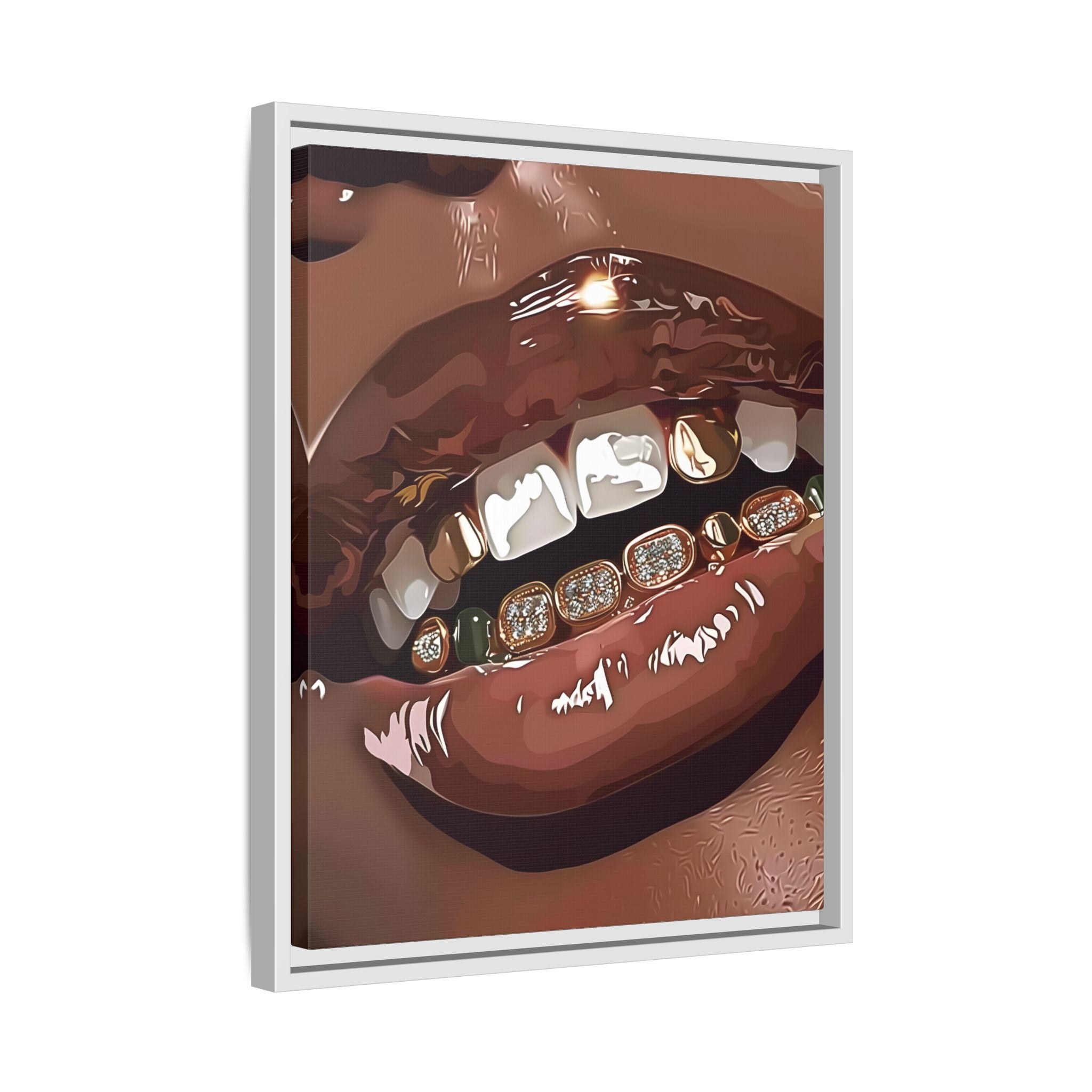 Framed Canvas - Golden Grill Smile