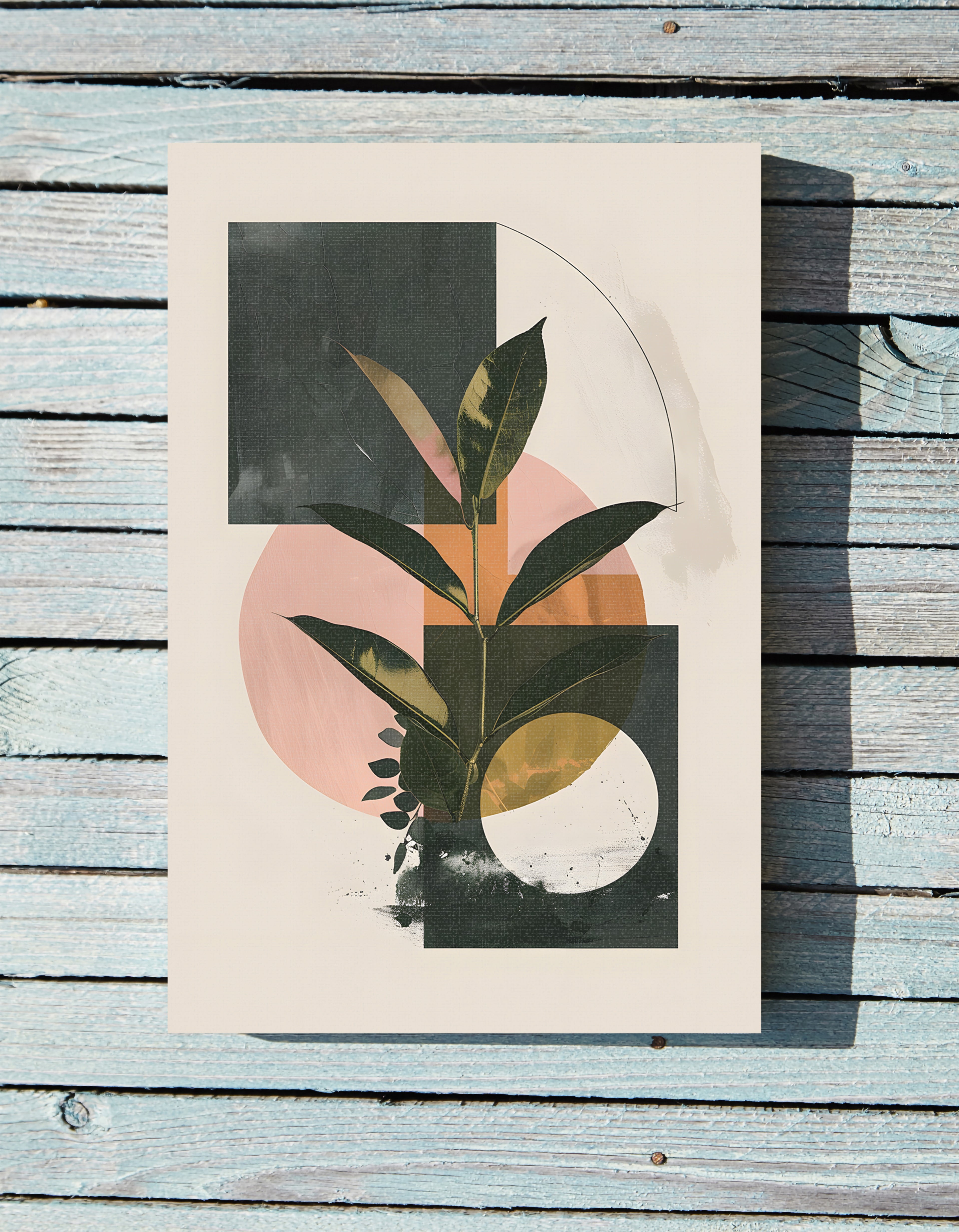 .75" Matte Canvas - Blush Geometry Leafscape