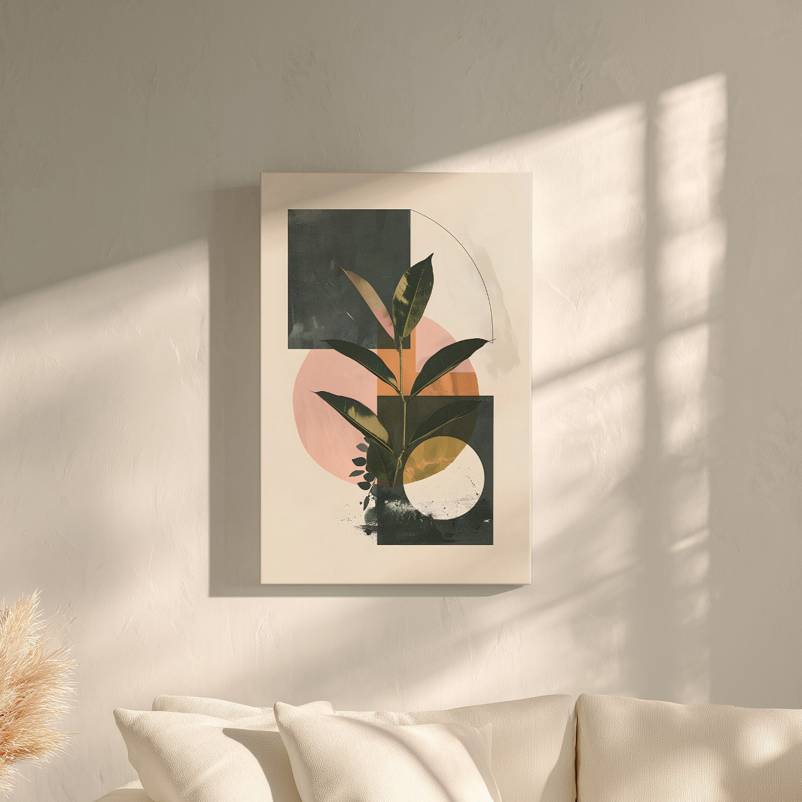 .75" Matte Canvas - Blush Geometry Leafscape
