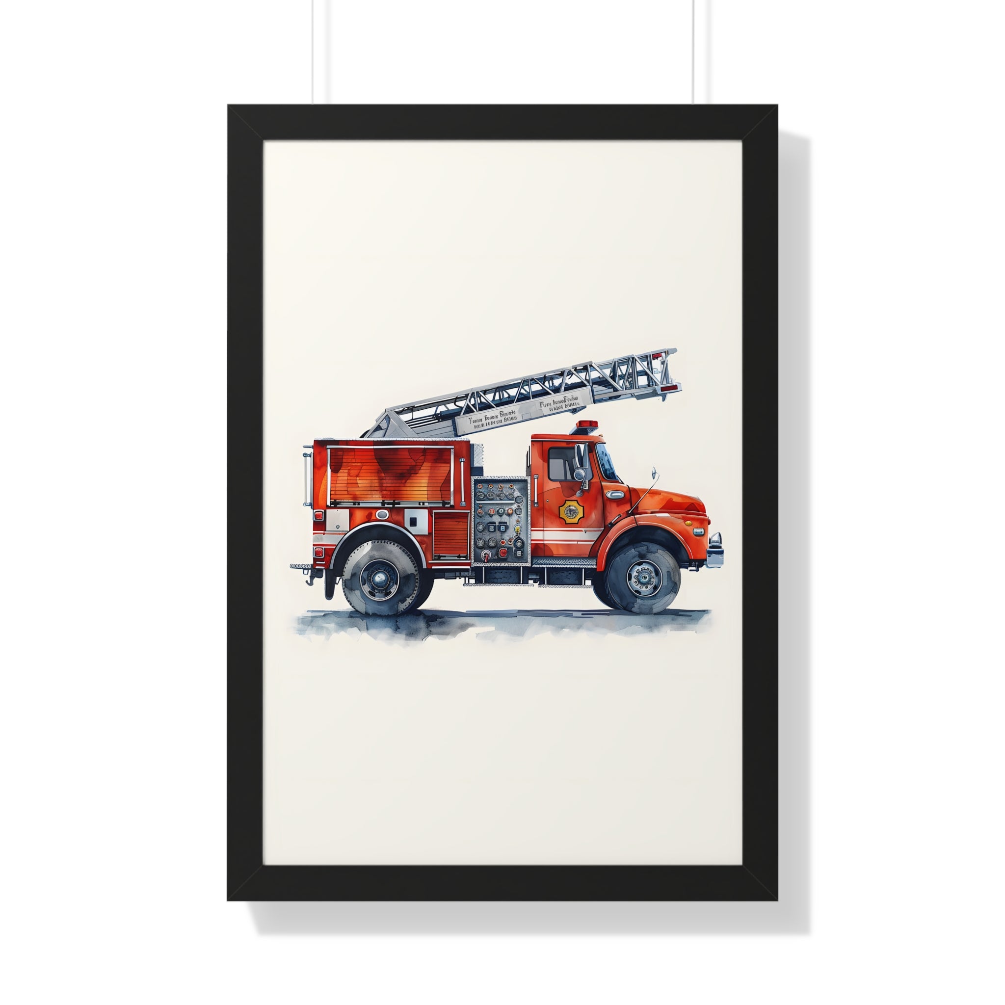 Framed Paper Print - Ladder Firetruck Nursery