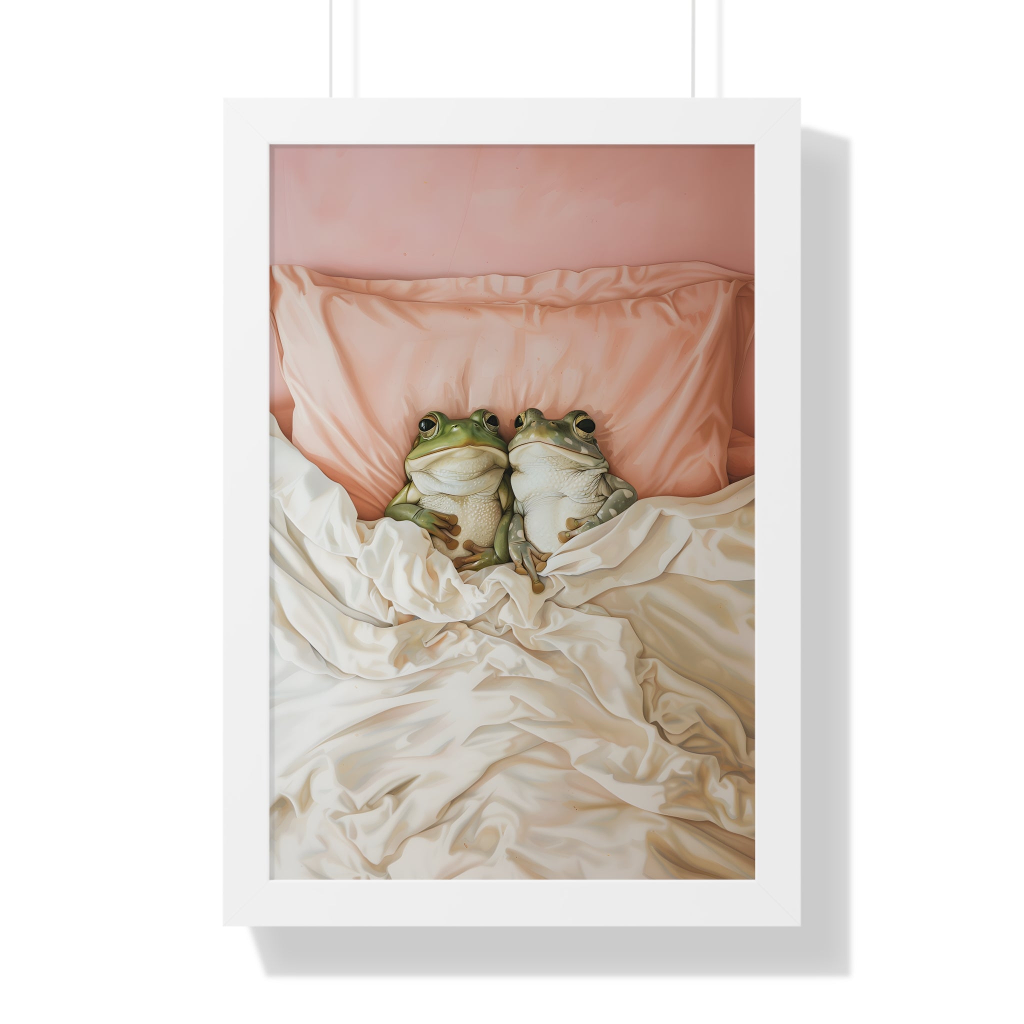 Framed Paper Print - Cozy Frogs Romantic Bliss