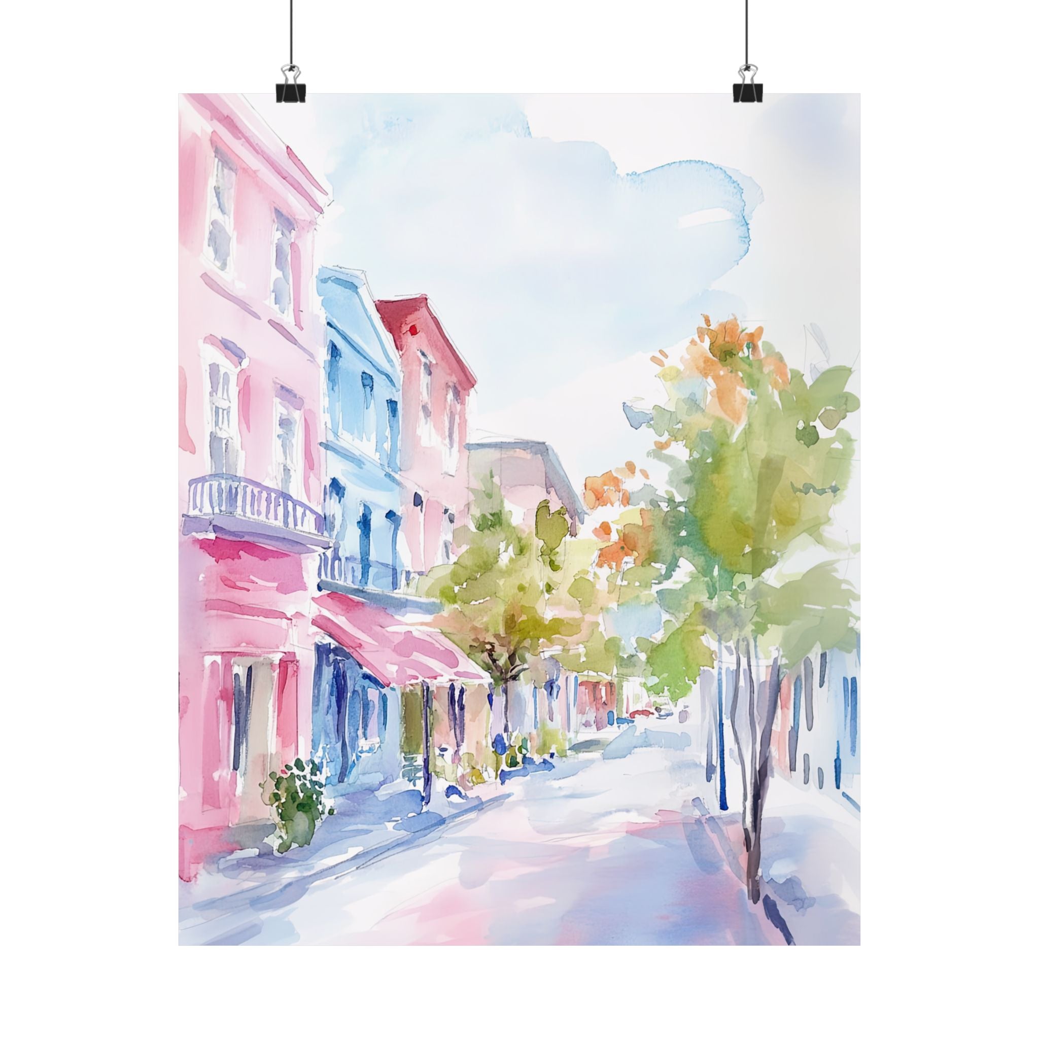 Pastel Charleston Street Scene