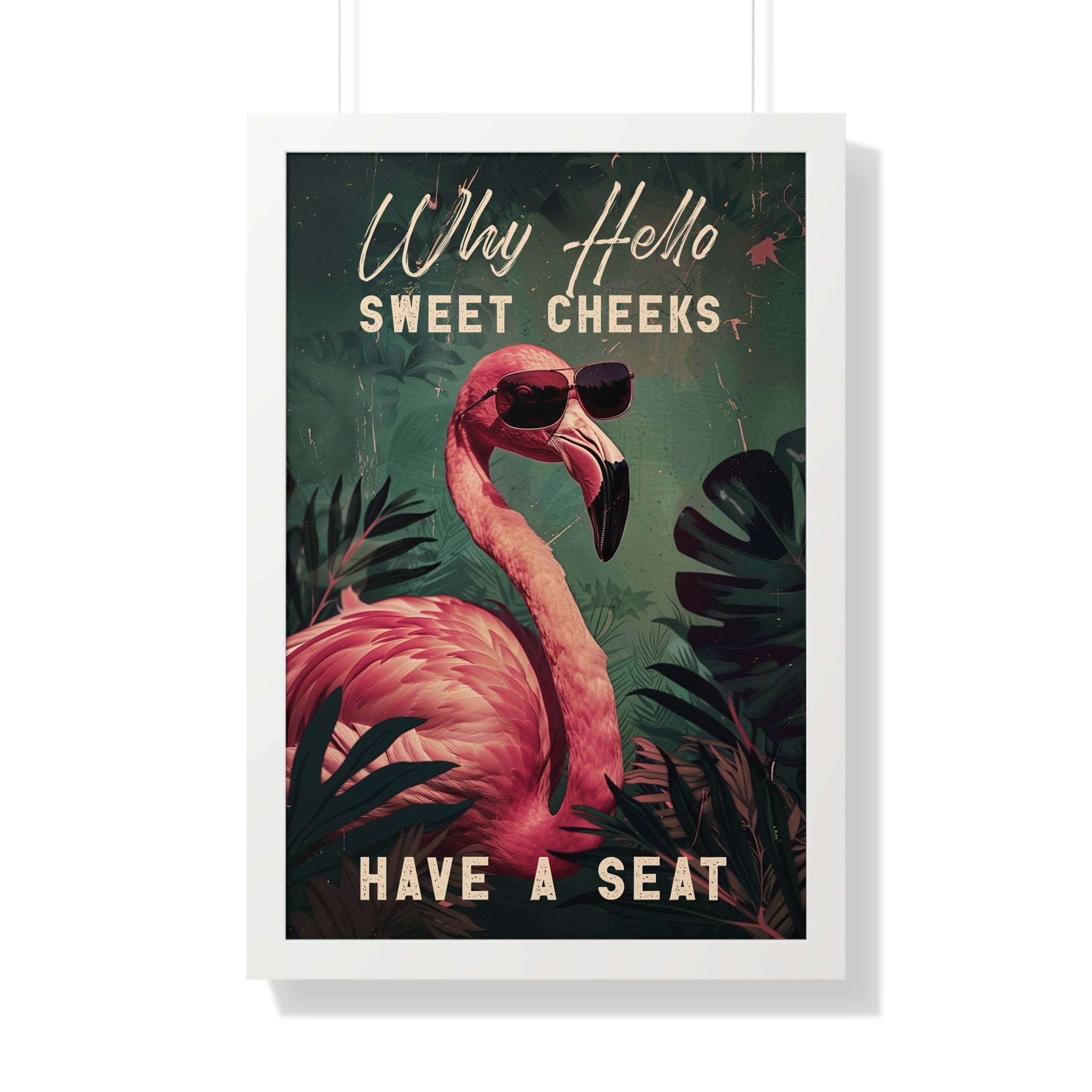Framed Paper Print - Sweet Cheeks Flamingo Welcome