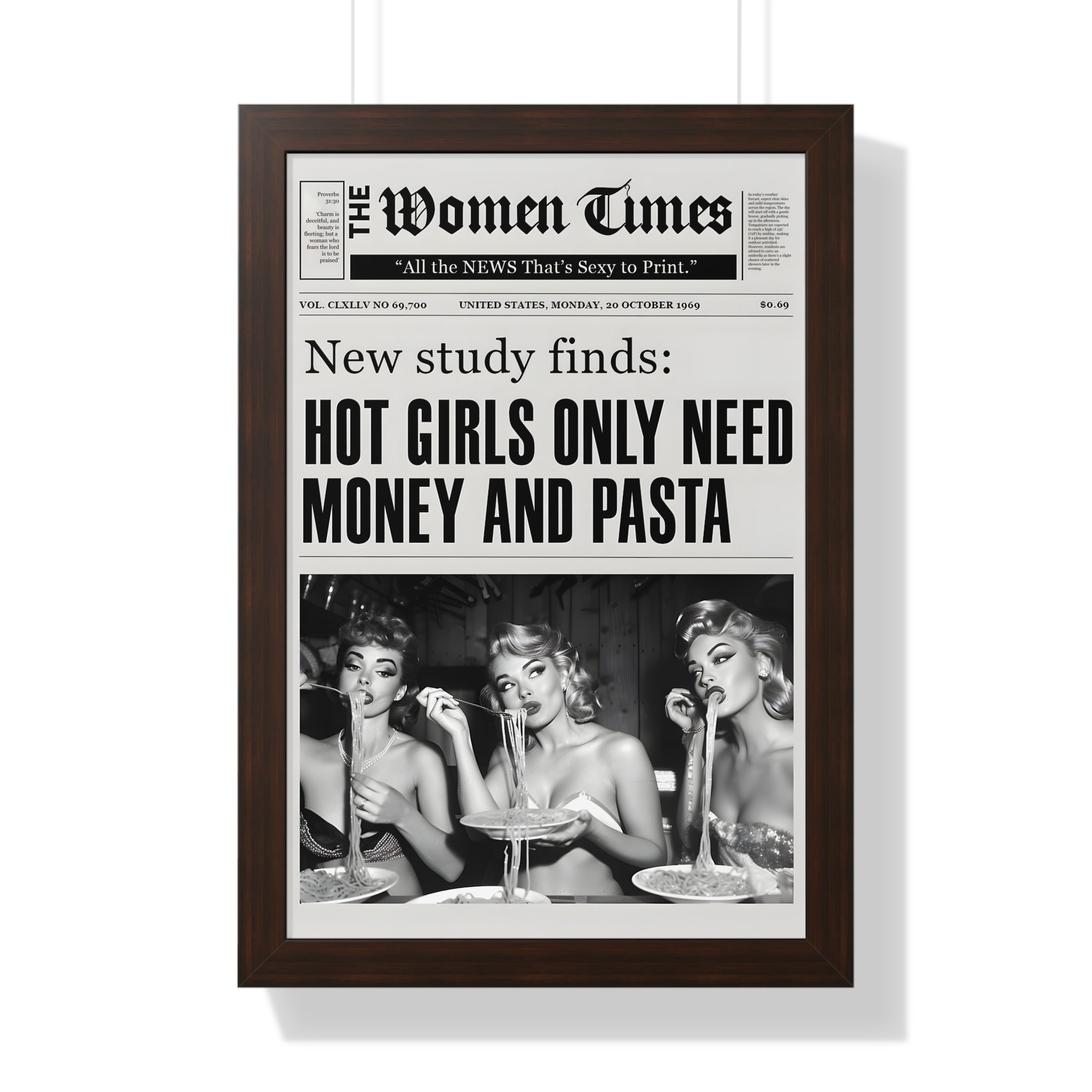 Framed Paper Print - Retro Pasta Gazette