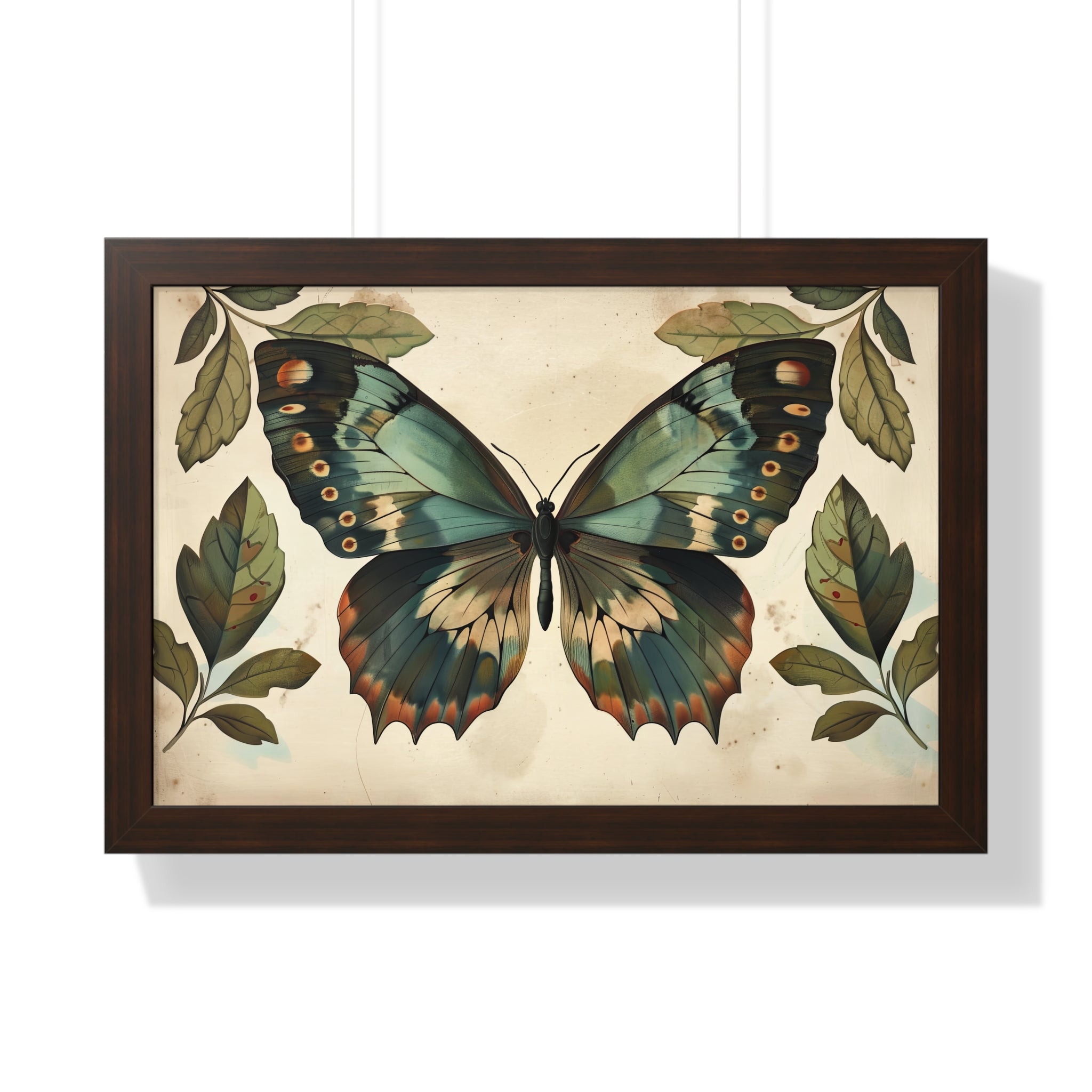 Framed Paper Print - Vintage Iridescent Butterfly Bloom