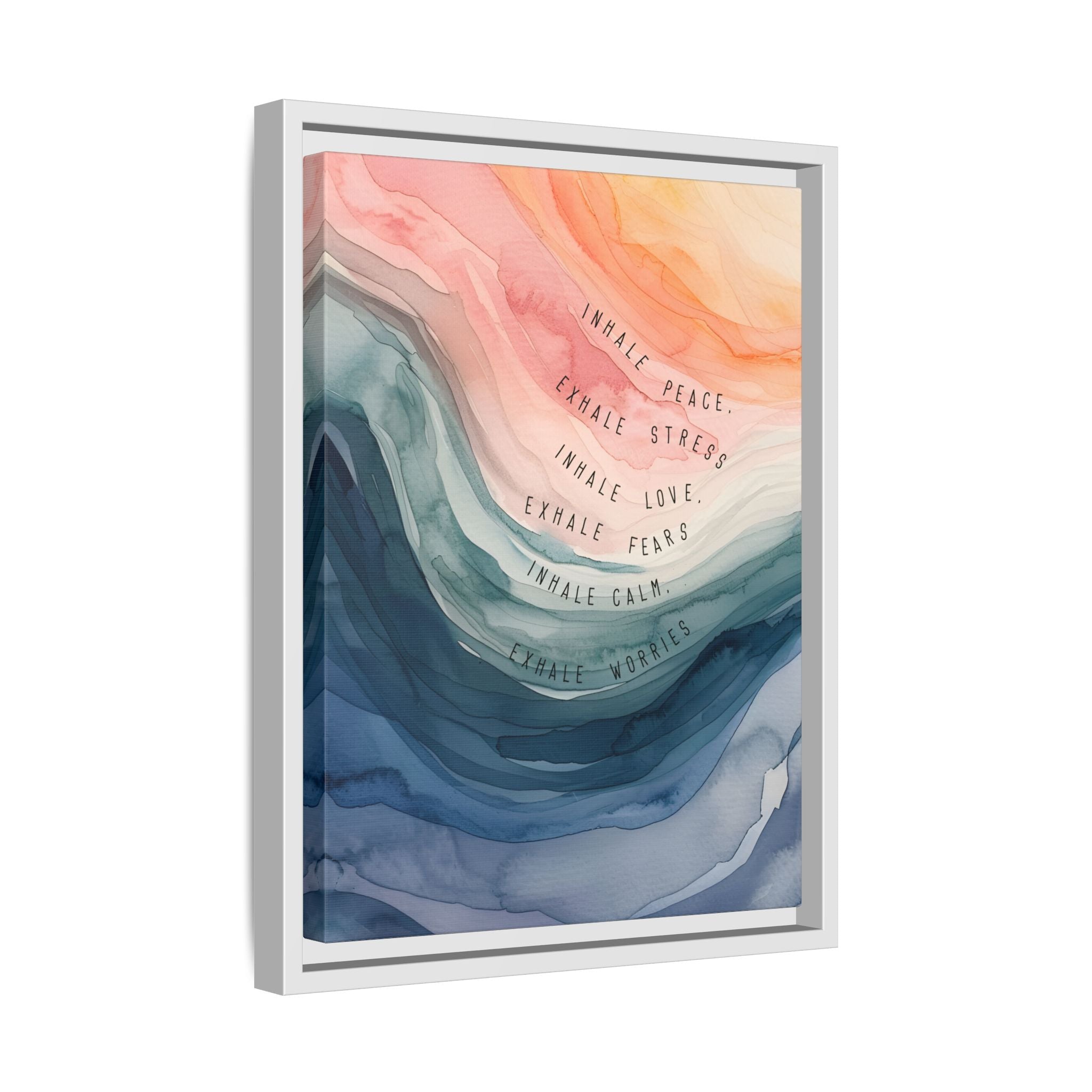 Framed Canvas - Inhale Exhale Watercolor Calm