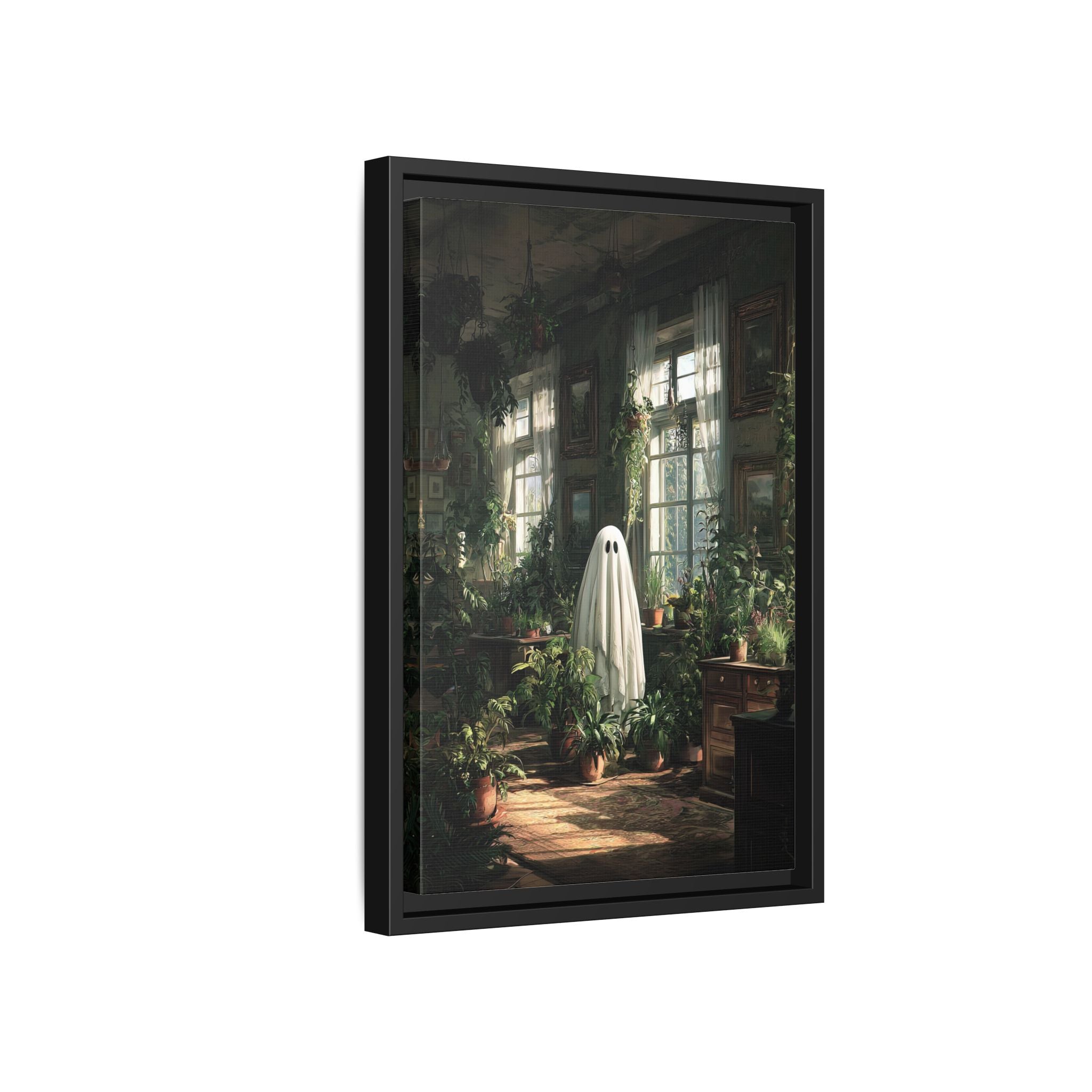 Framed Canvas - Ghost Among Houseplants
