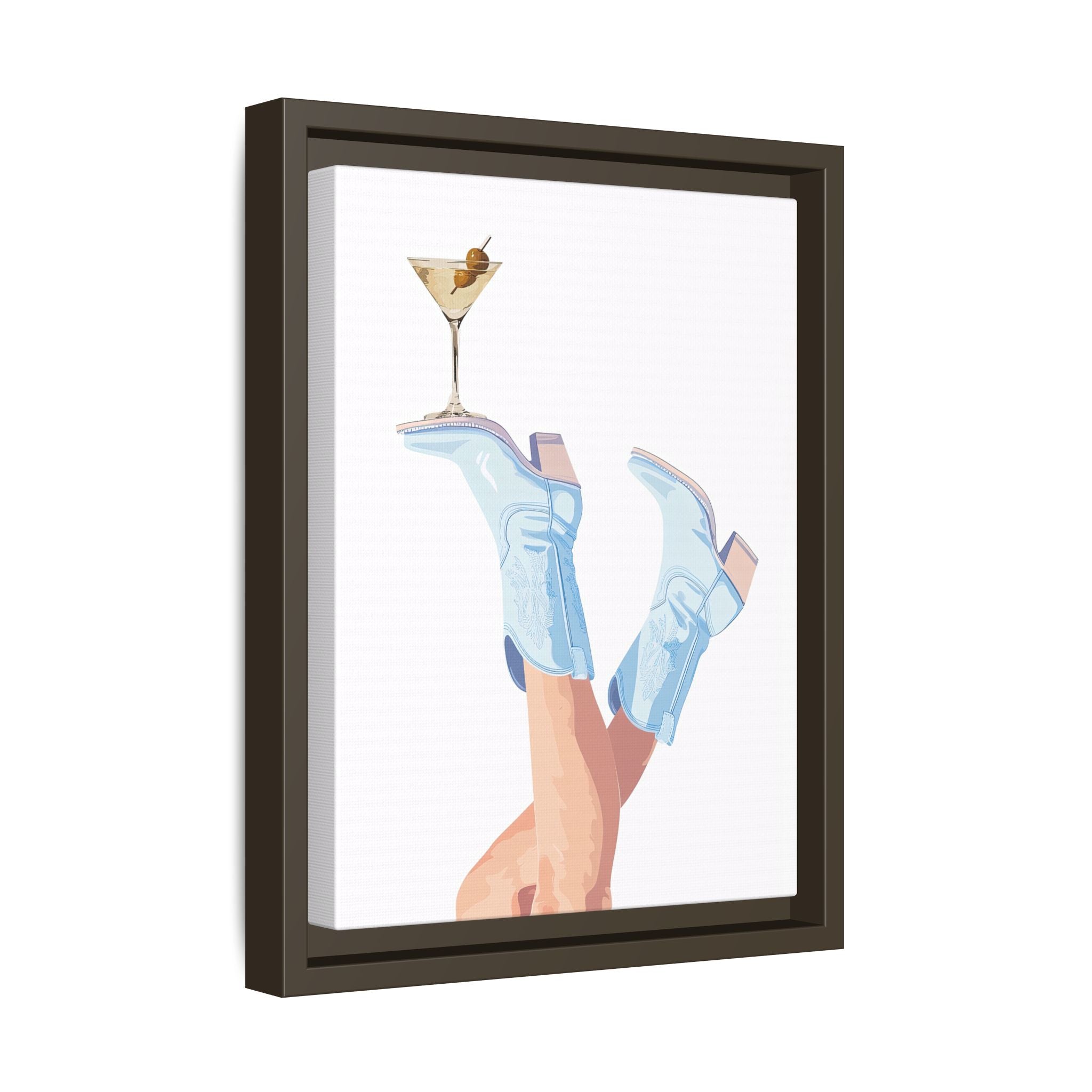 Framed Canvas - Boots Up, Cheers Babe