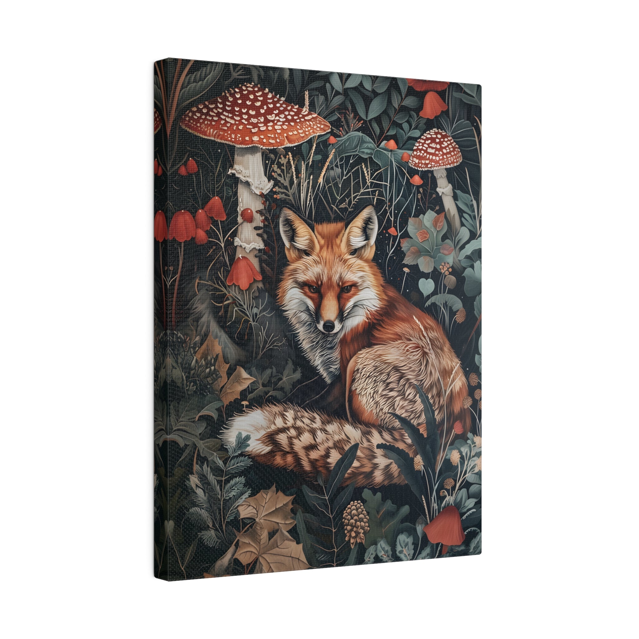 .75" Matte Canvas - Forest Fox with Mushrooms