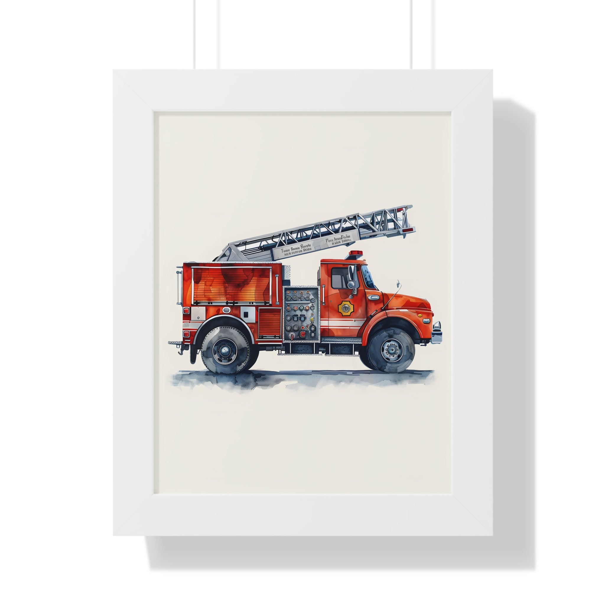 Framed Paper Print - Ladder Firetruck Nursery