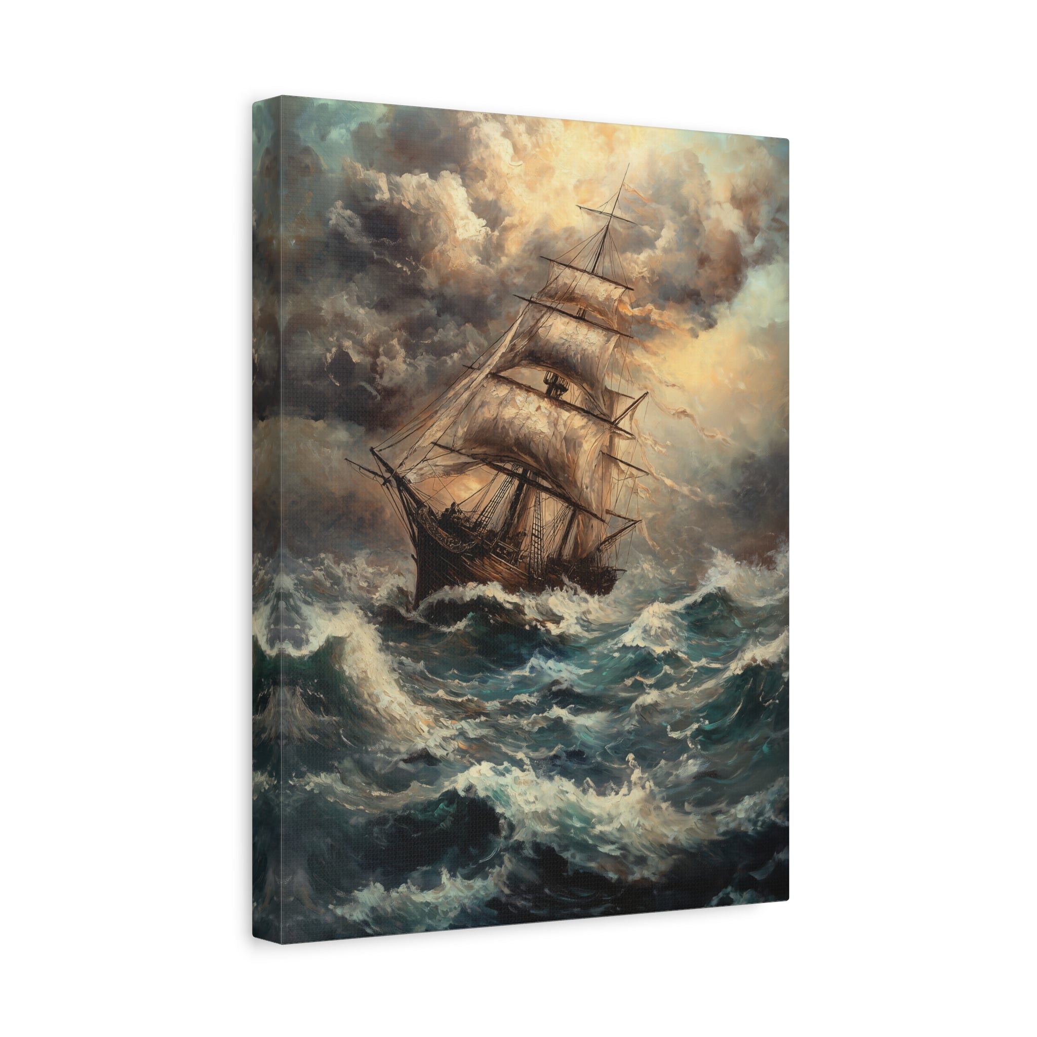 1.25" Matte Canvas - Stormy Voyage Sailing Ship