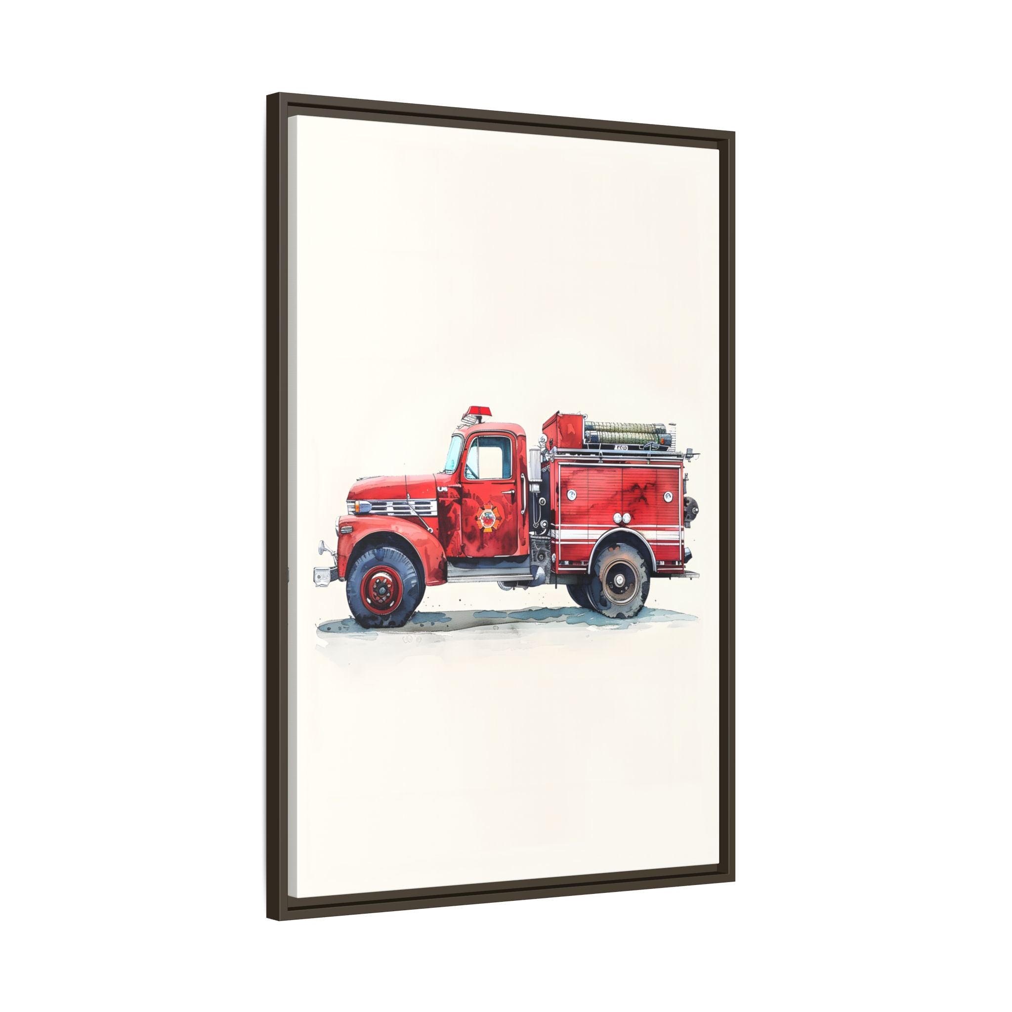 Framed Canvas - Vintage Firetruck Nursery
